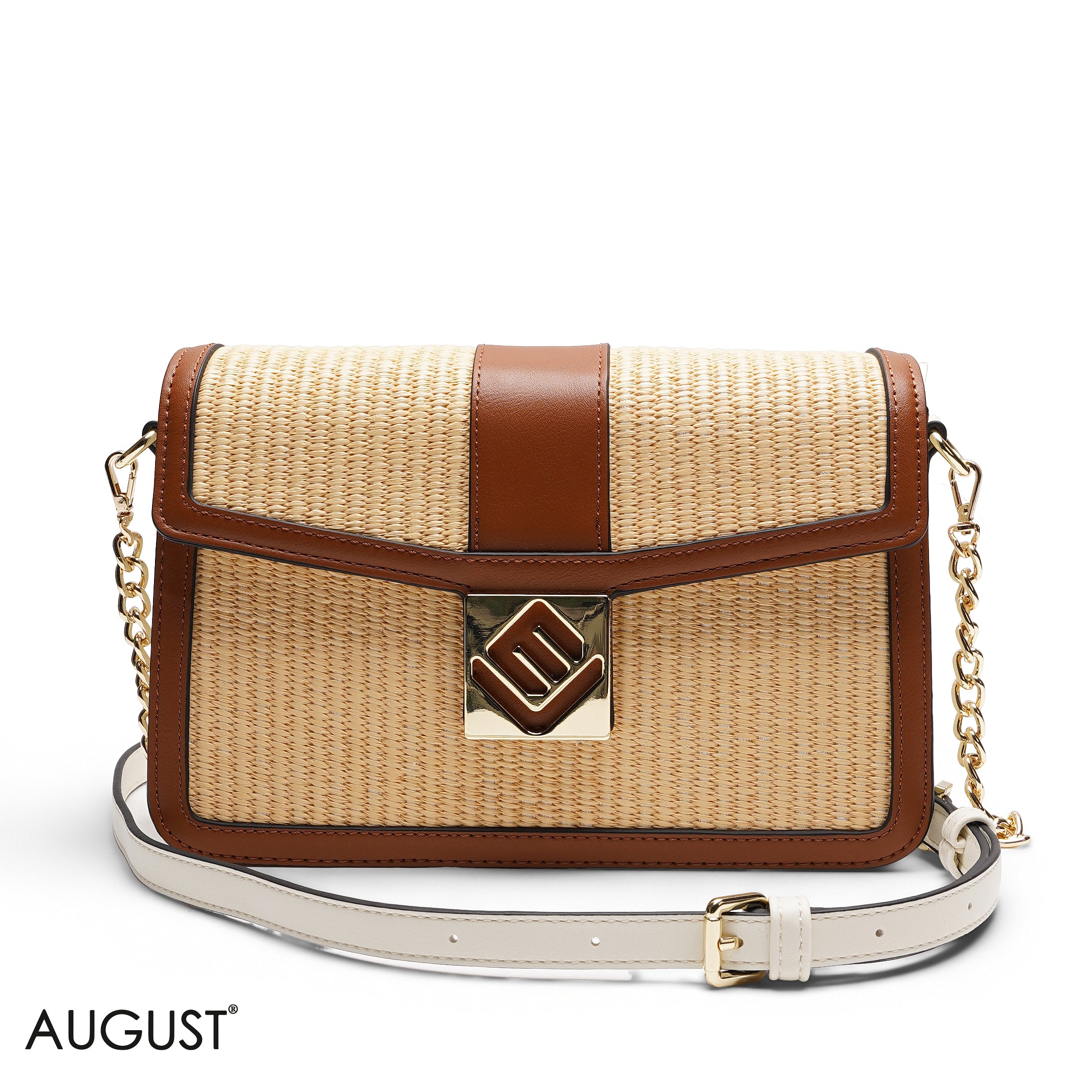 STRAW FLAP CROSSBODY BAG