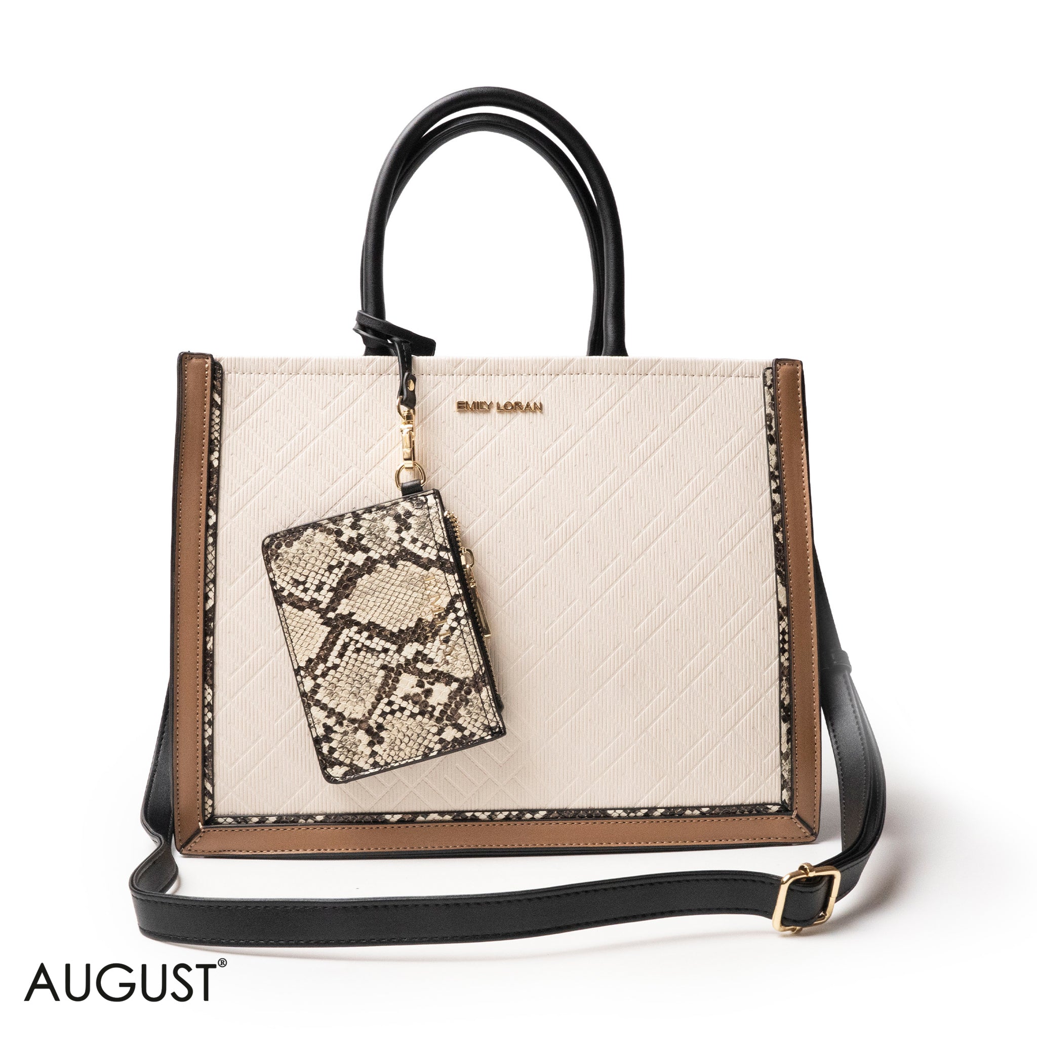 LEATHER HANDBAG WITH SNAKE DETAIL TOUCH - LARGE