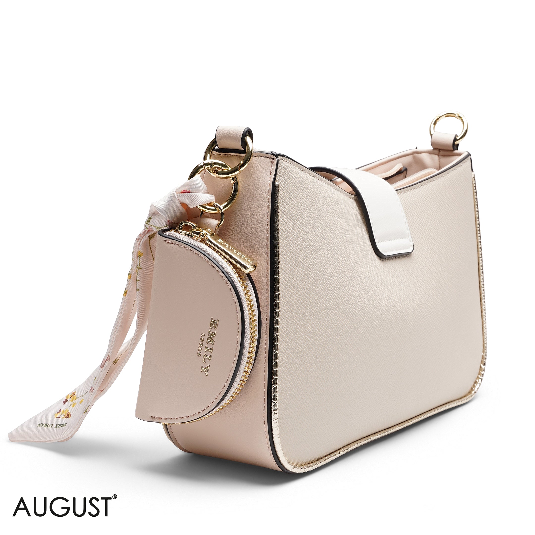 TEXTURED SHOULDER BAG WITH POUCH AND SCARF