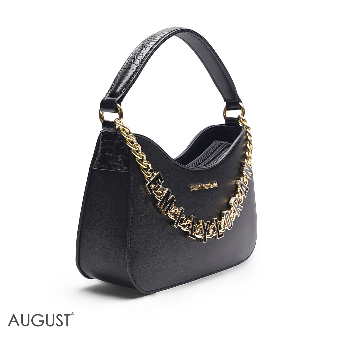 BLACK SHOULDER BAG WITH CHAIN