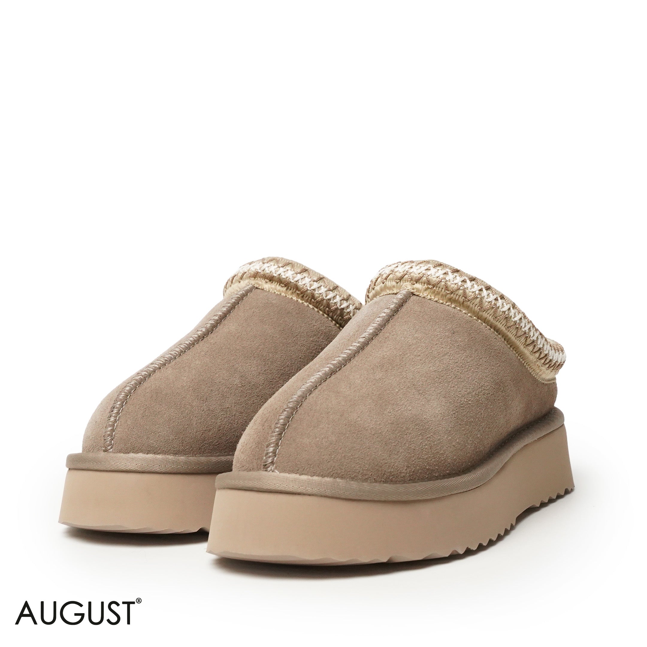TAUPE SUEDE LEATHER UGGS WITH DETAIL TOUCH