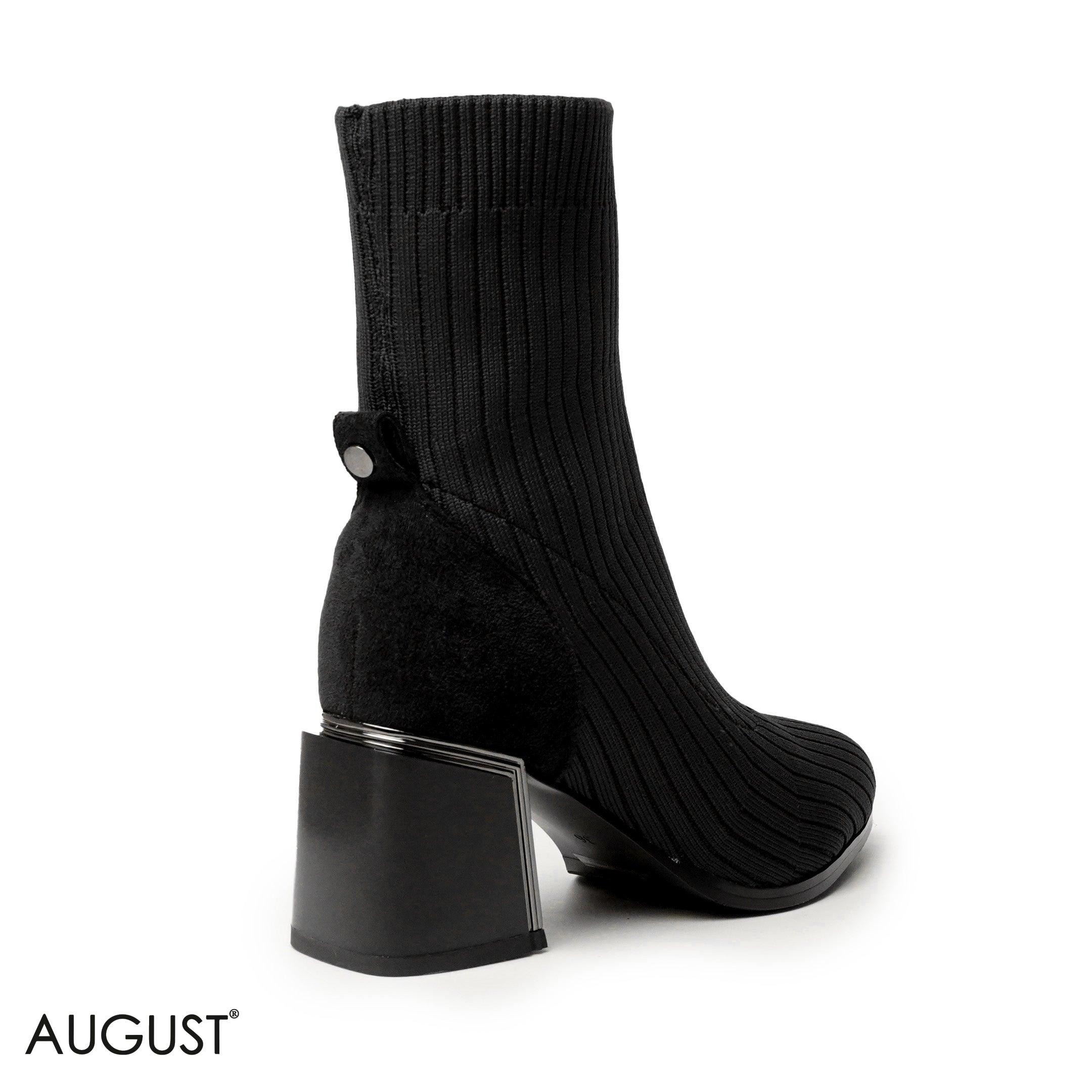 BLACK KINT FABRIC HEELED BOOTS WITH SUEDE TOUCH