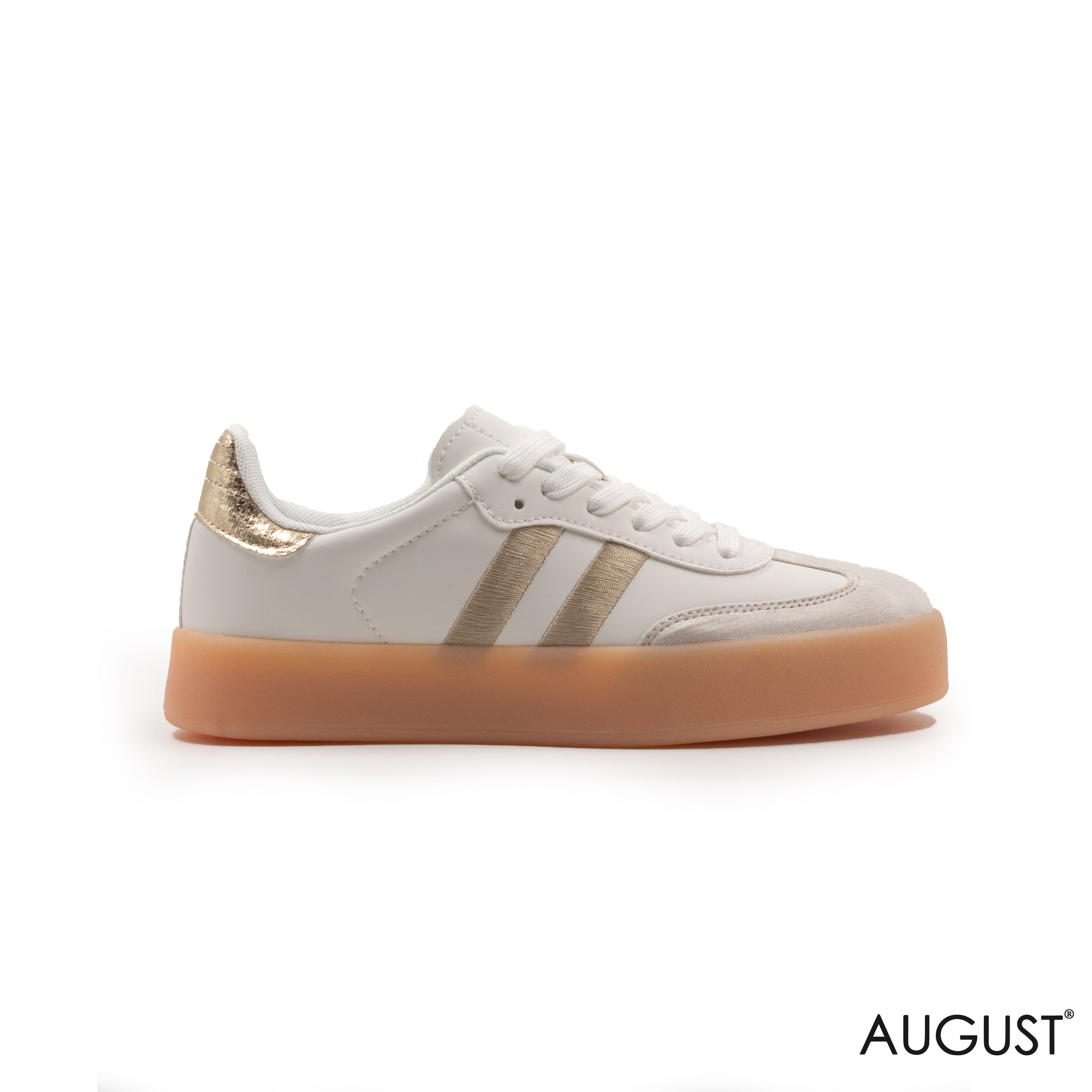 LEATHER SNEAKERS SPORTY STRIPE RUBBER SOLE