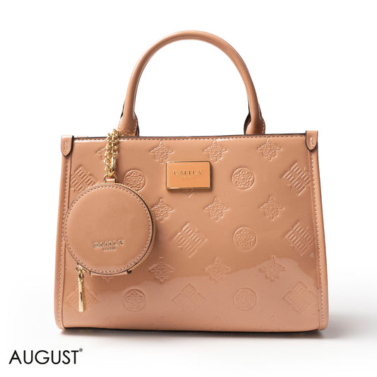 CLASSIC GLOSSY LEATHER PATTERNED HANDBAG - MED