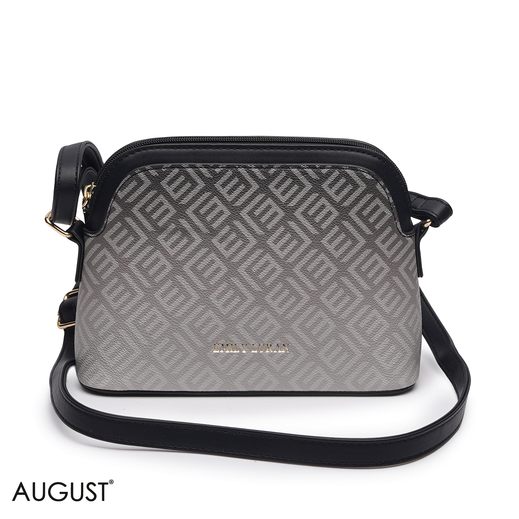 BLACK MONOGRAM PRINT THREE PIECE MATCHING BAG SET
