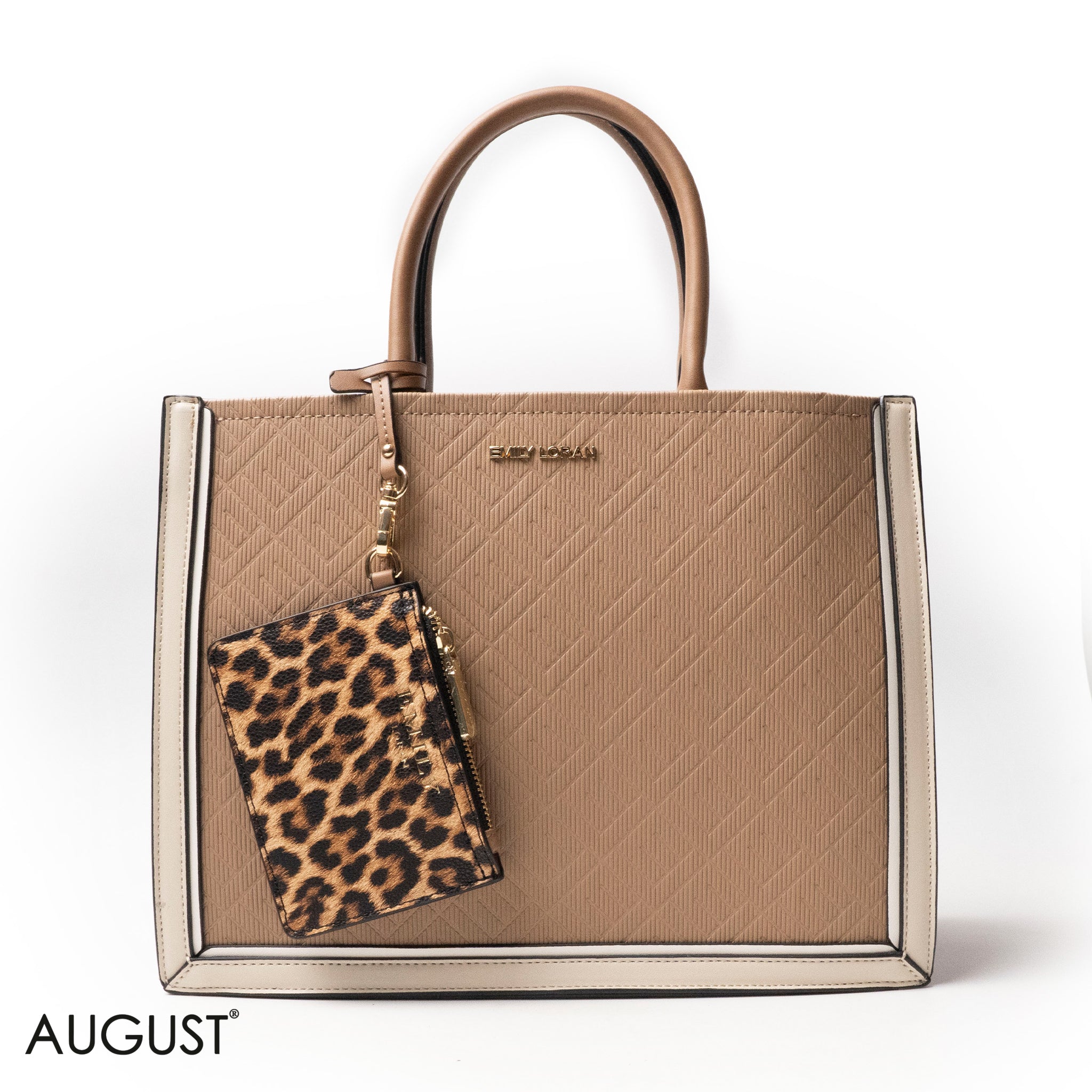 LEATHER HANDBAG WITH LEOPARD DETAIL TOUCH - LARGE