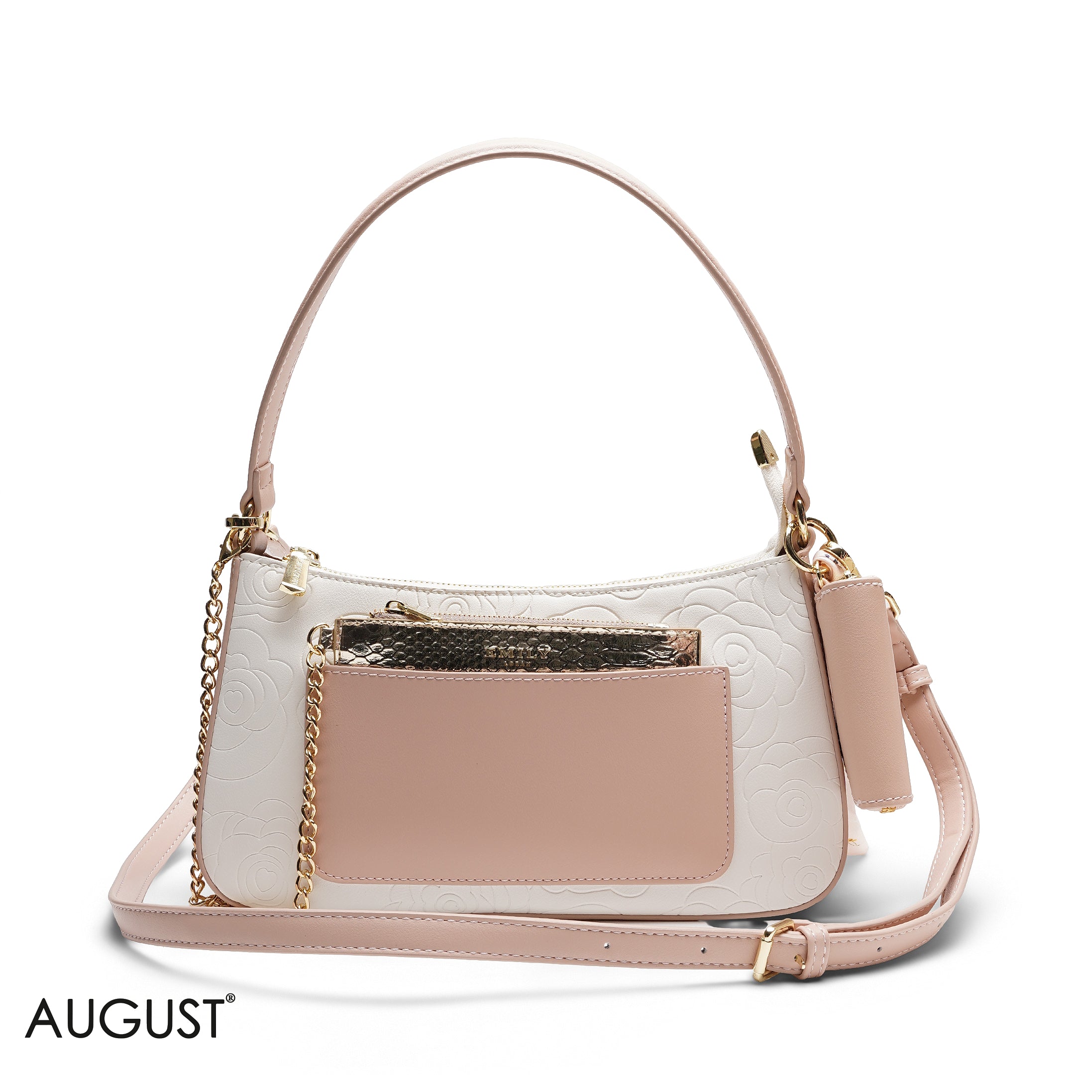 EMBOSSED MULTI-POUCH SHOULDER BAG SET