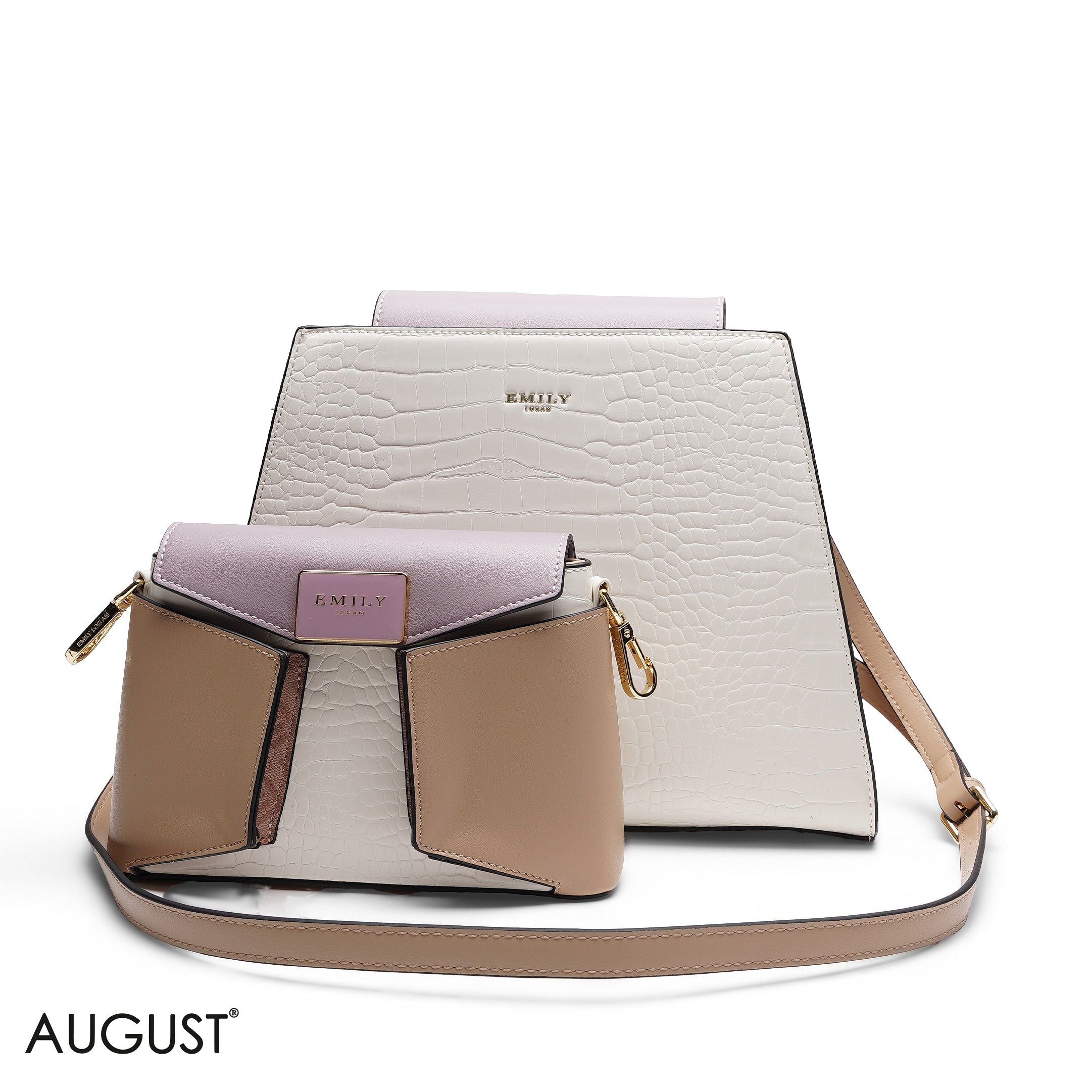 STRUCTURED LEATHER TOTE WITH DETACHABLE POUCH