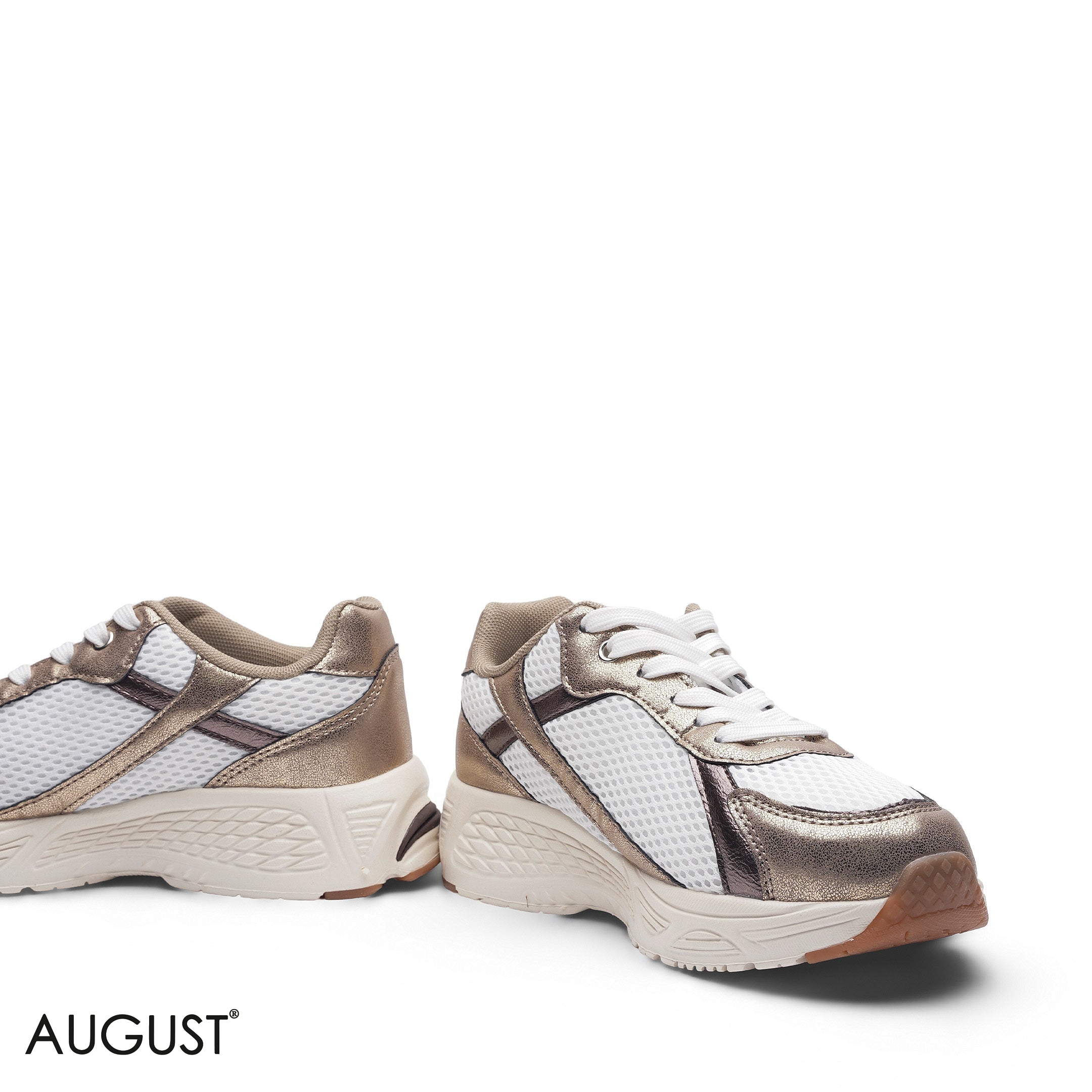 ELEGANT BRONZE METALLIC MESH RUNNING SNEAKER