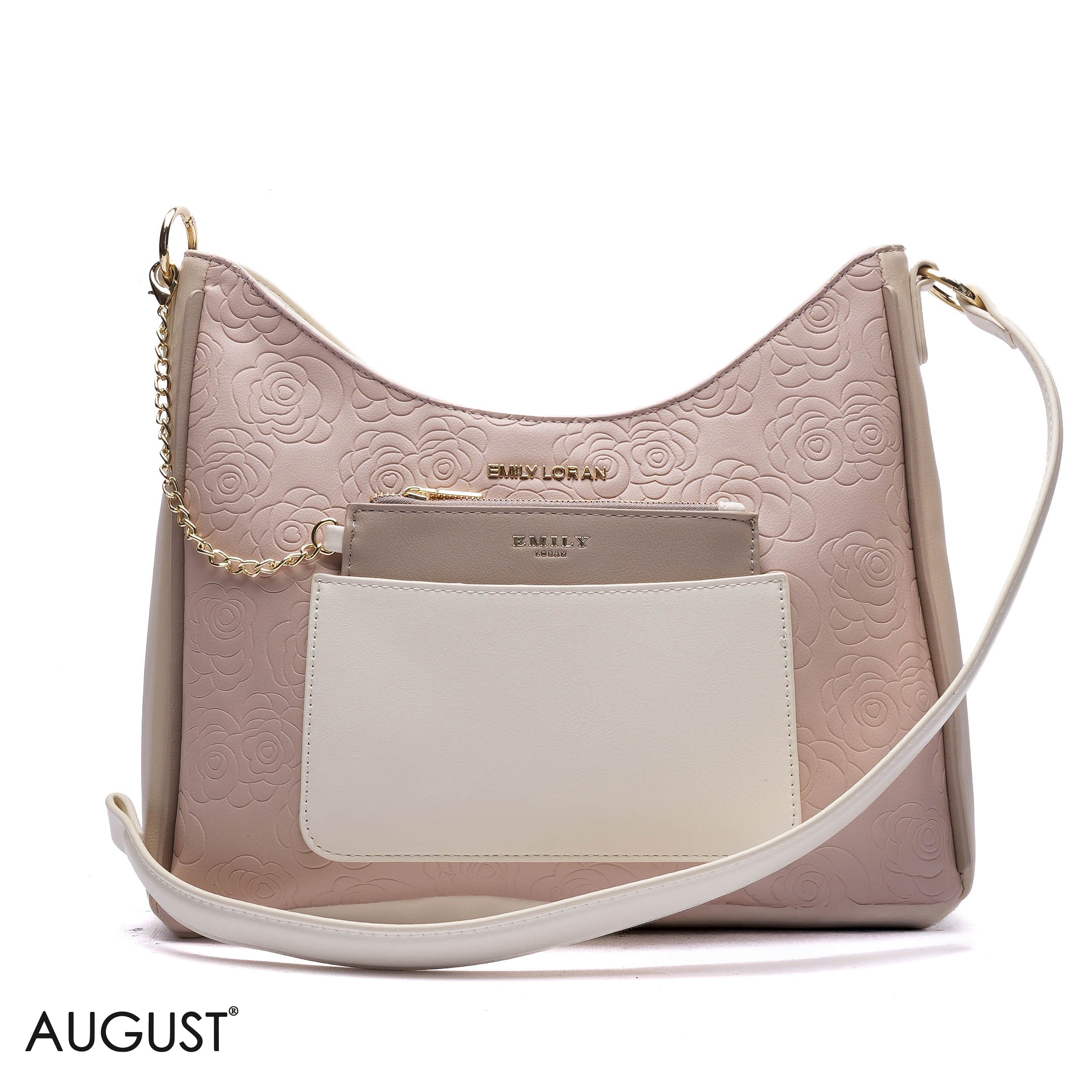 EMBOSSED ROSE SHOULDER BAG SET