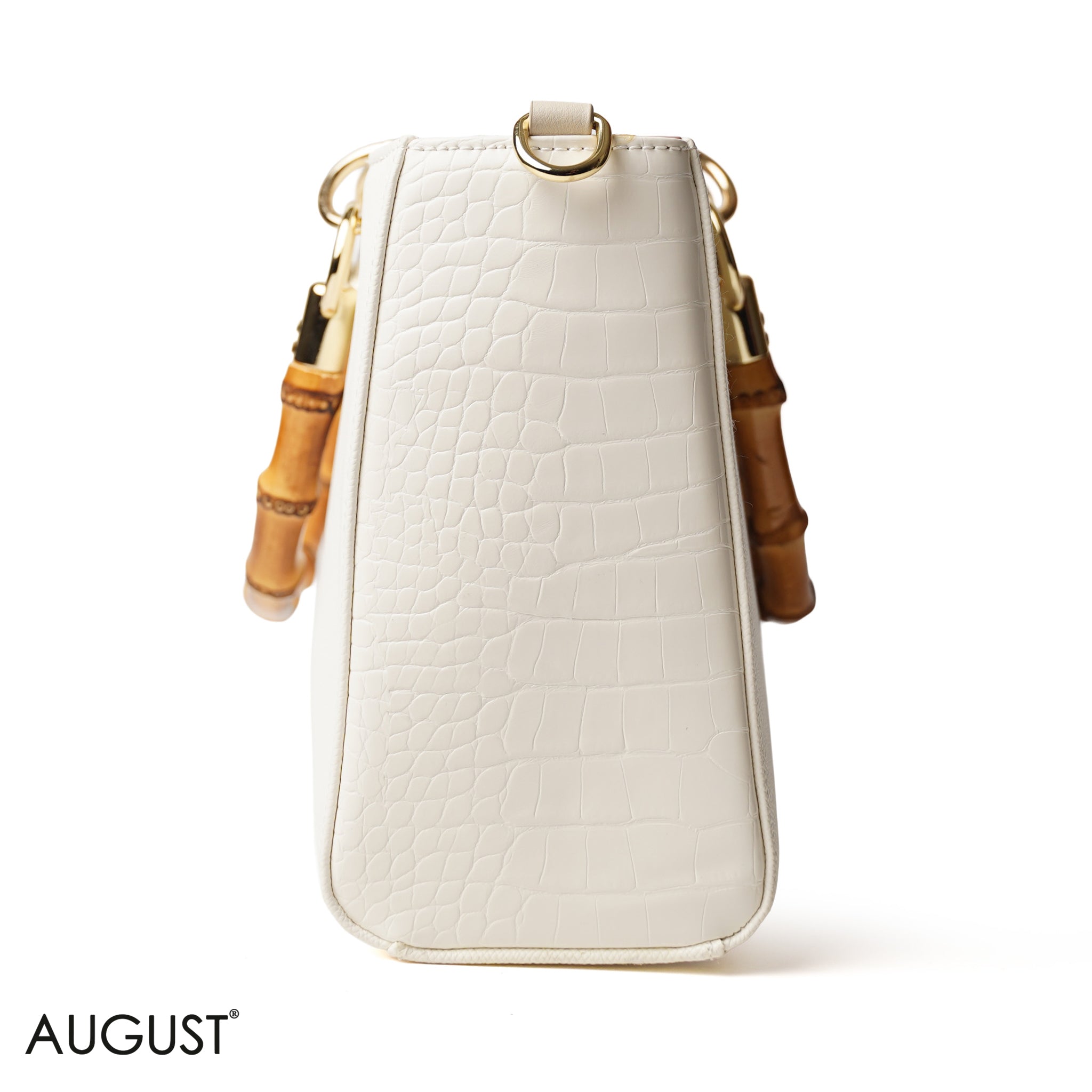 WHITE WITH BAMBOO HANDLE - LARGE