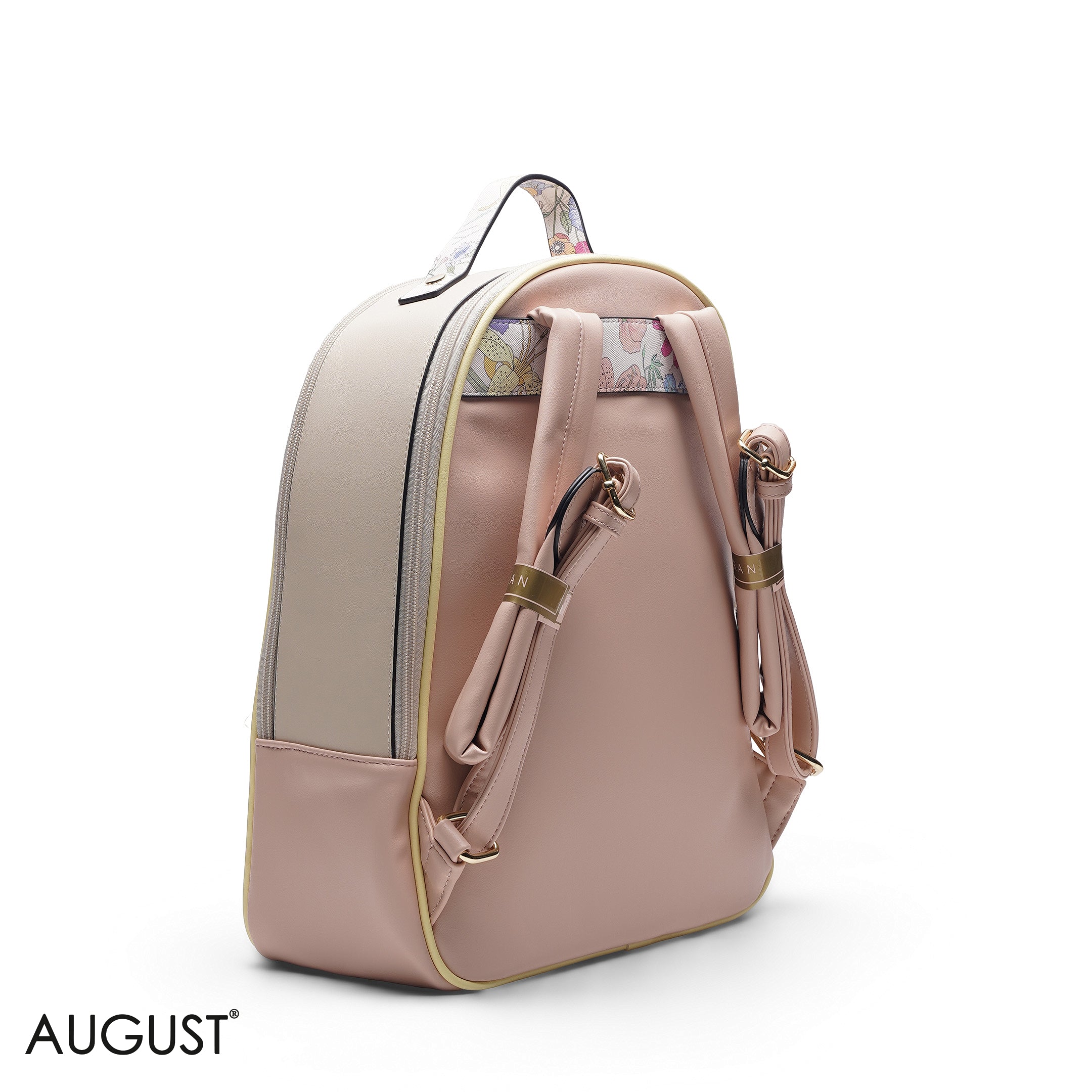 STRAW FLORAL MULTI COLOR BACKPACK BAG - LARGE