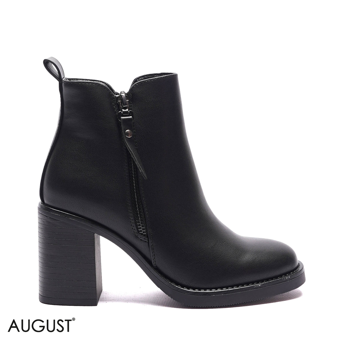SIDE-ZIP HIGH BLOCK HEEL BOOTS