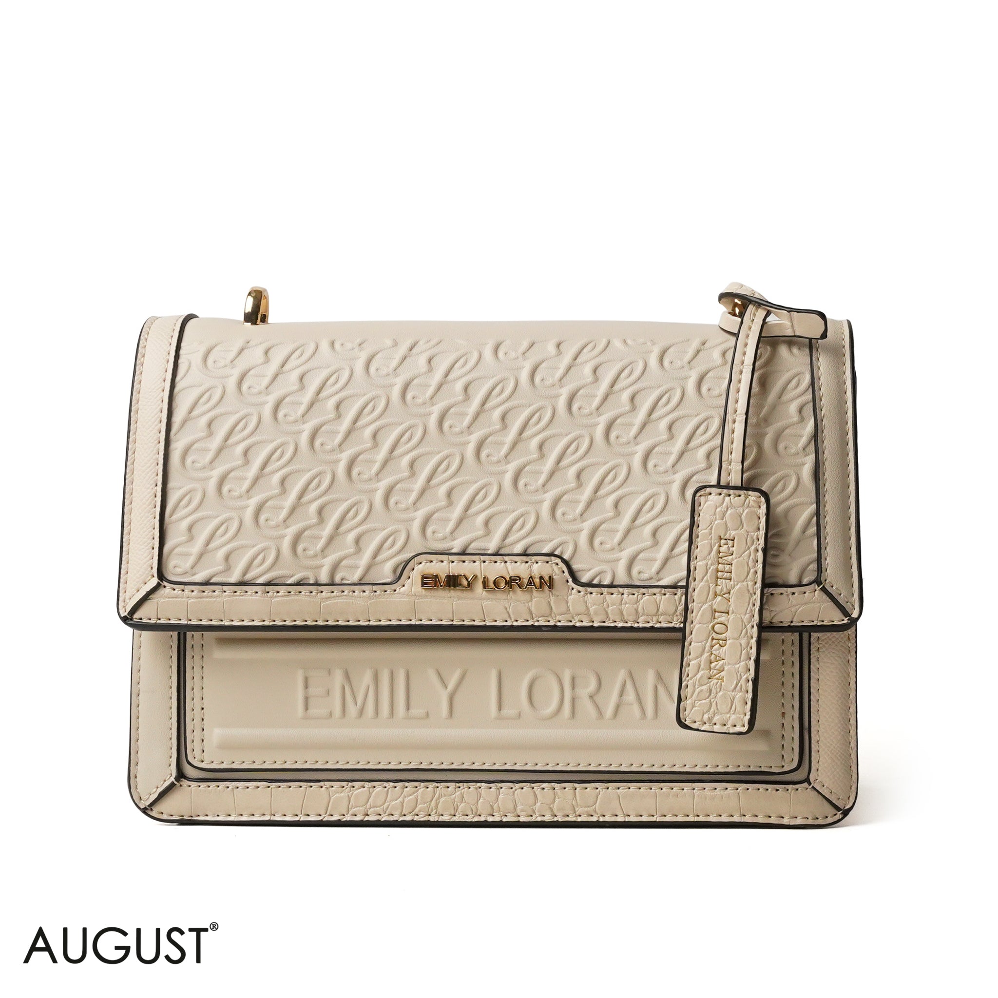 BEIGE CROSS BAG EMILY LOGO - MEDIUM