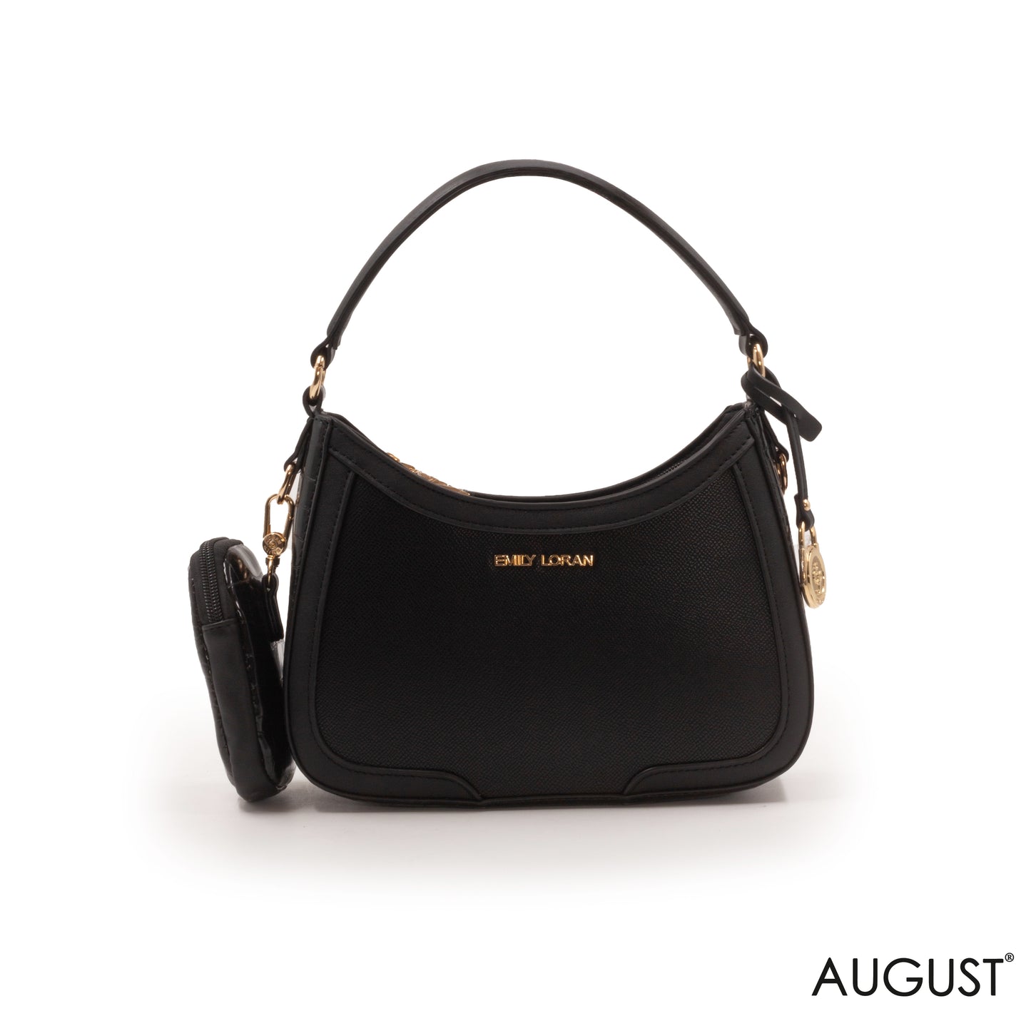 BLACK HANDBAG WITH LEATHER BLACK TRIM COLOR -SMALL