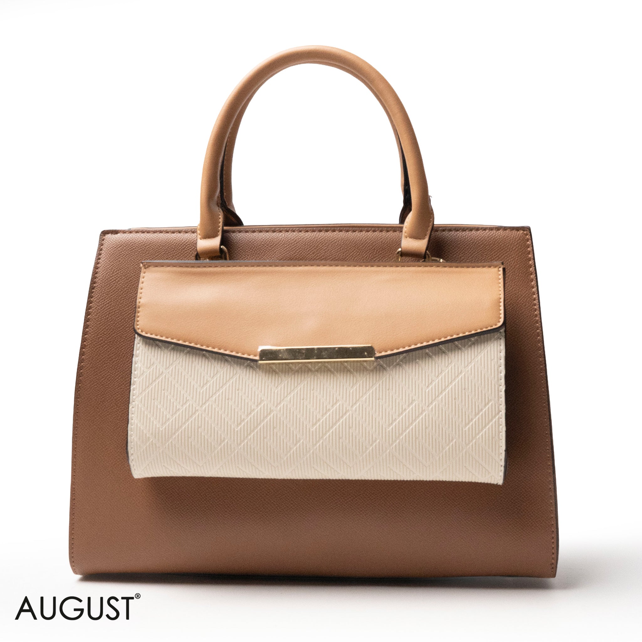 MIXED-COLOR LEATHER HANDBAG WITH WALLET - LARGE