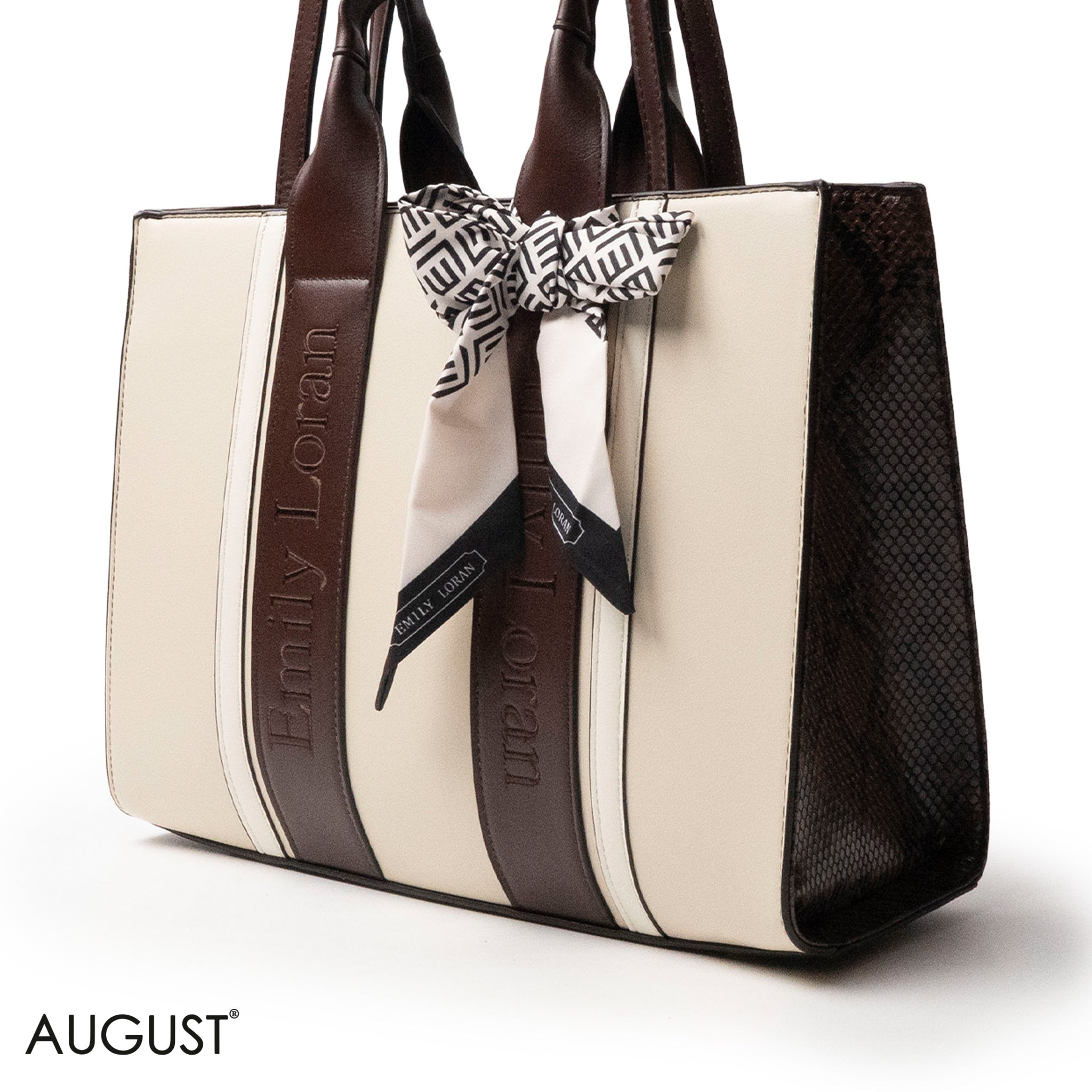 SPECIAL DESIGN LEATHER HANDBAG WITH SCARF - LARGE