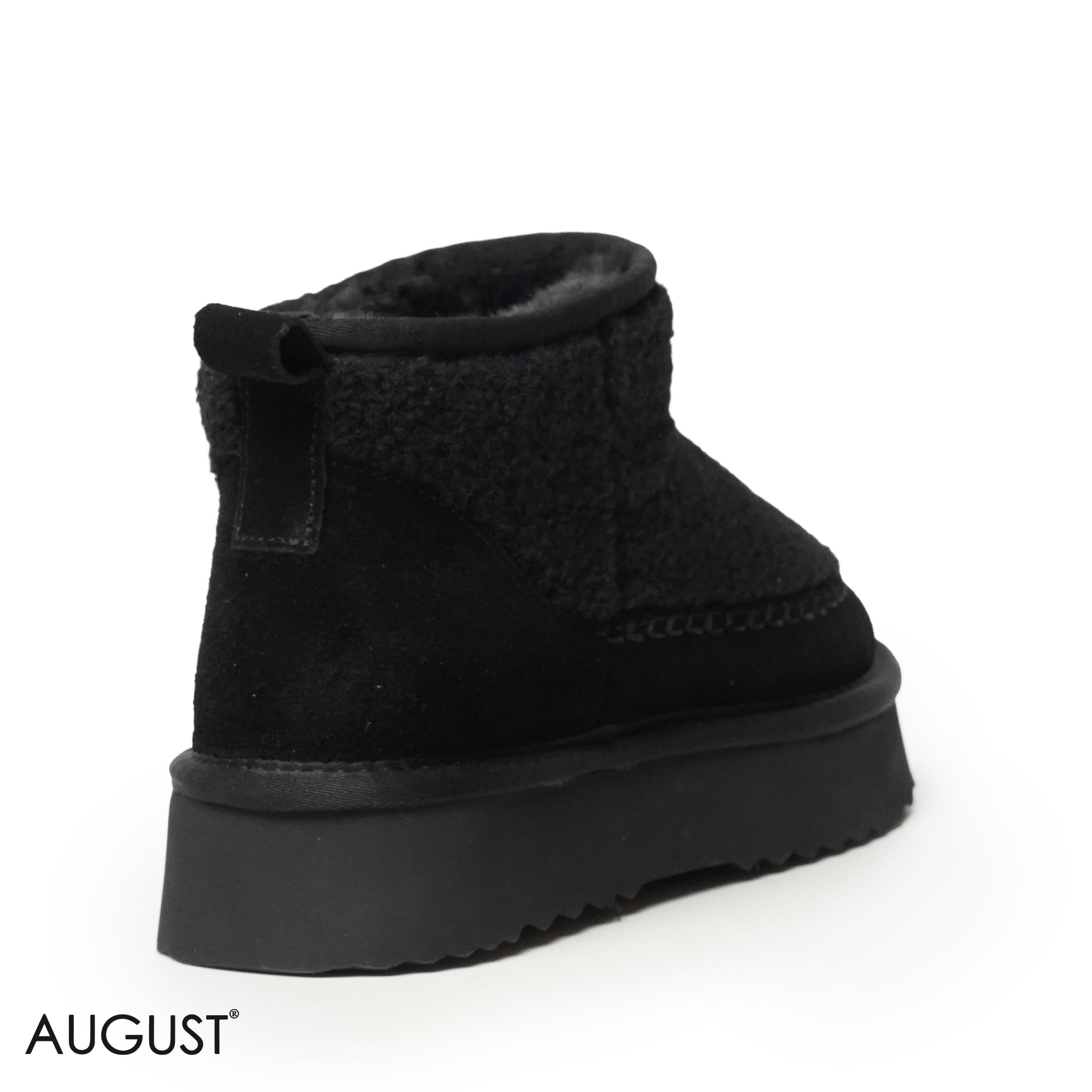 BLACK SUEDE LEATHER UGGS WITH FUR TOUCH