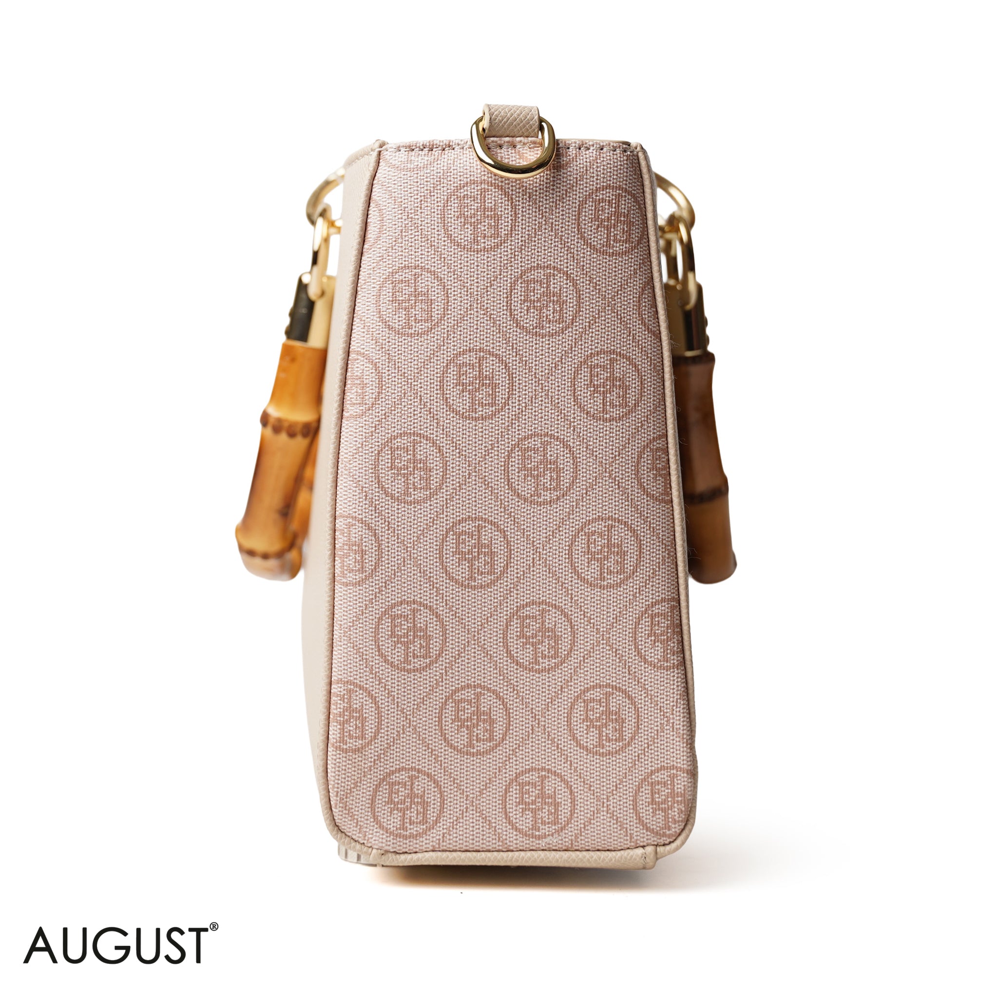 BEIGE WITH BAMBOO HANDLE - LARGE