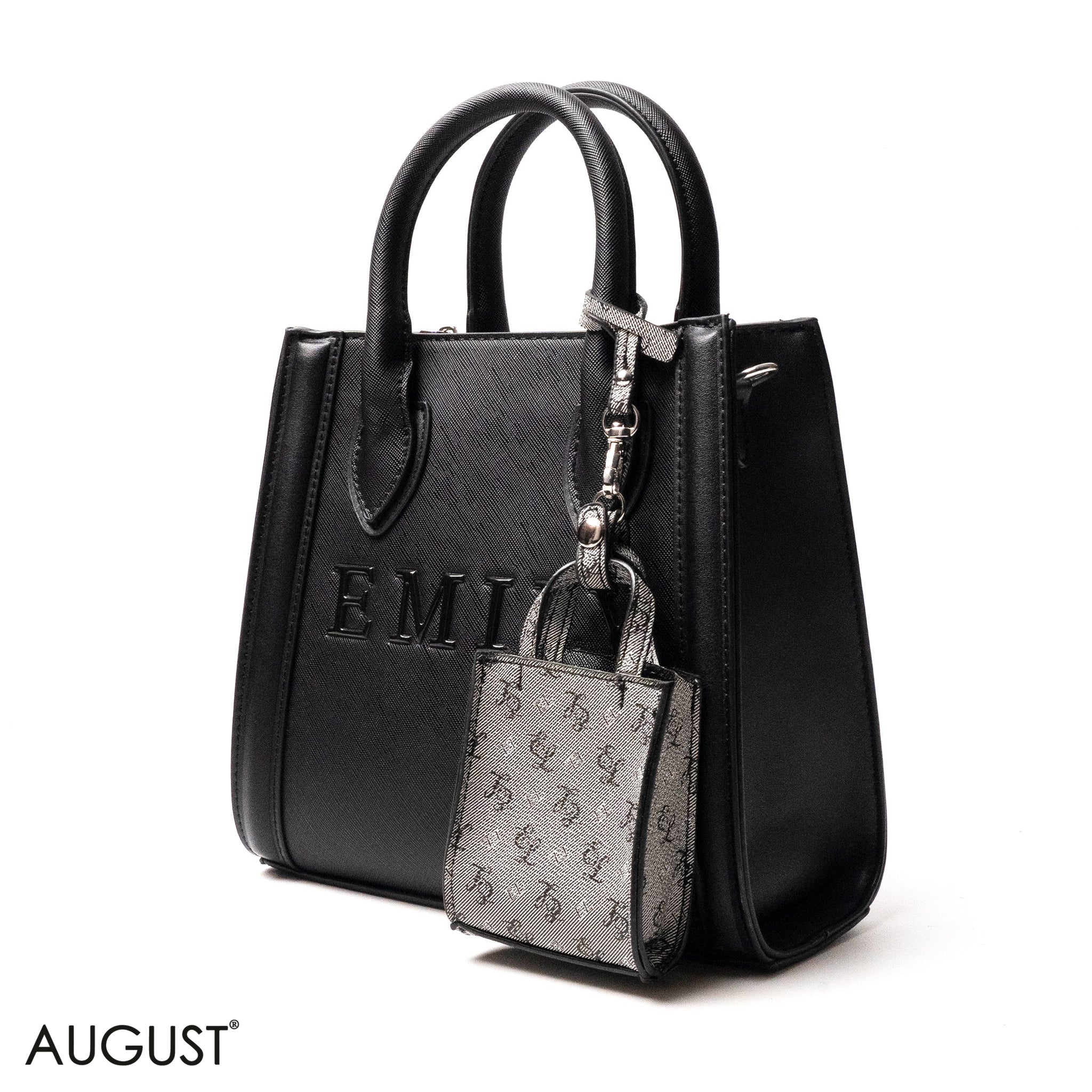 EMILY LOGO EMBOSSED LEATHER HANDBAG WITH MINI WALLET- SMALL