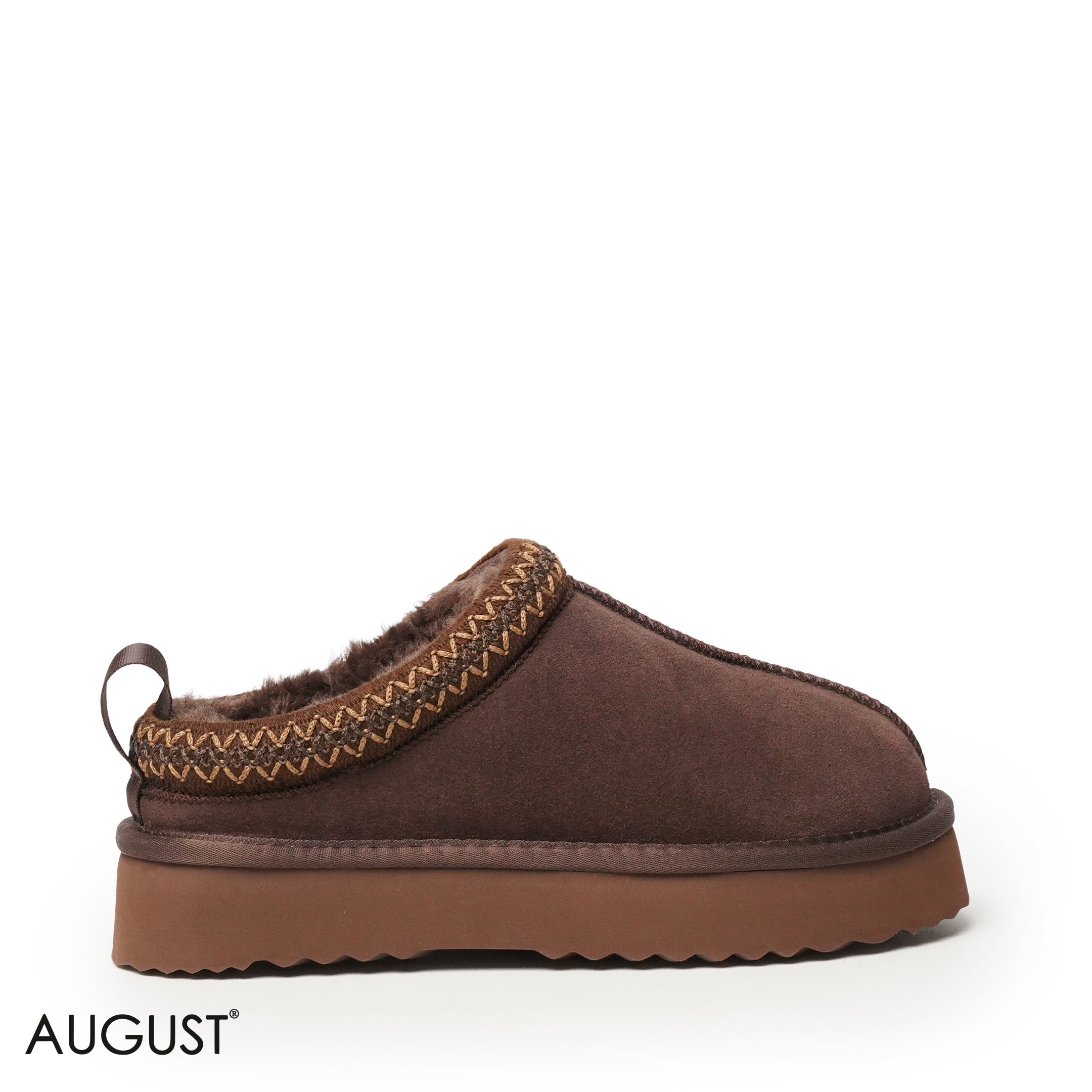 COFFEE SUEDE LEATHER UGGS WITH DETAIL TOUCH