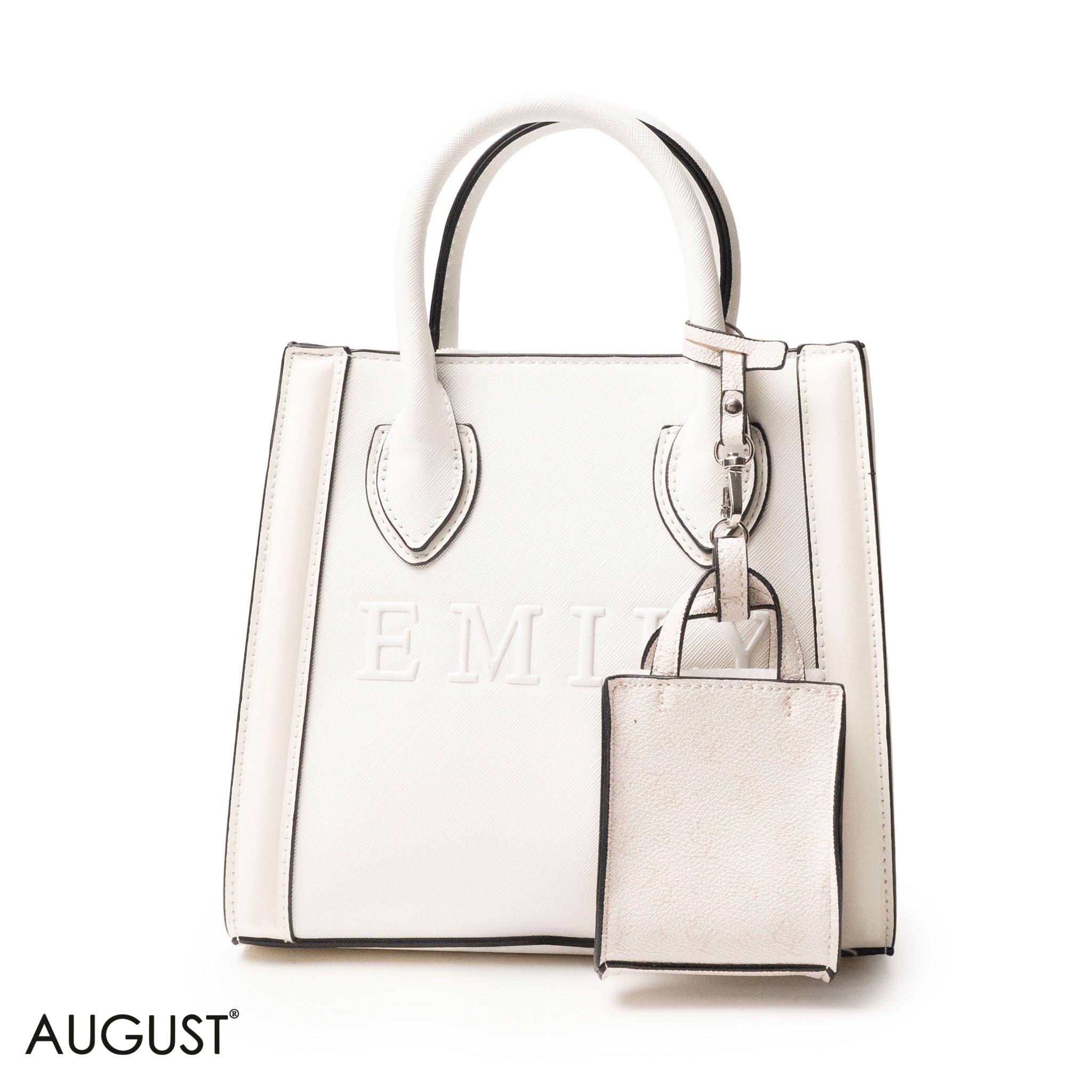 EMILY LOGO EMBOSSED LEATHER HANDBAG WITH MINI WALLET- SMALL