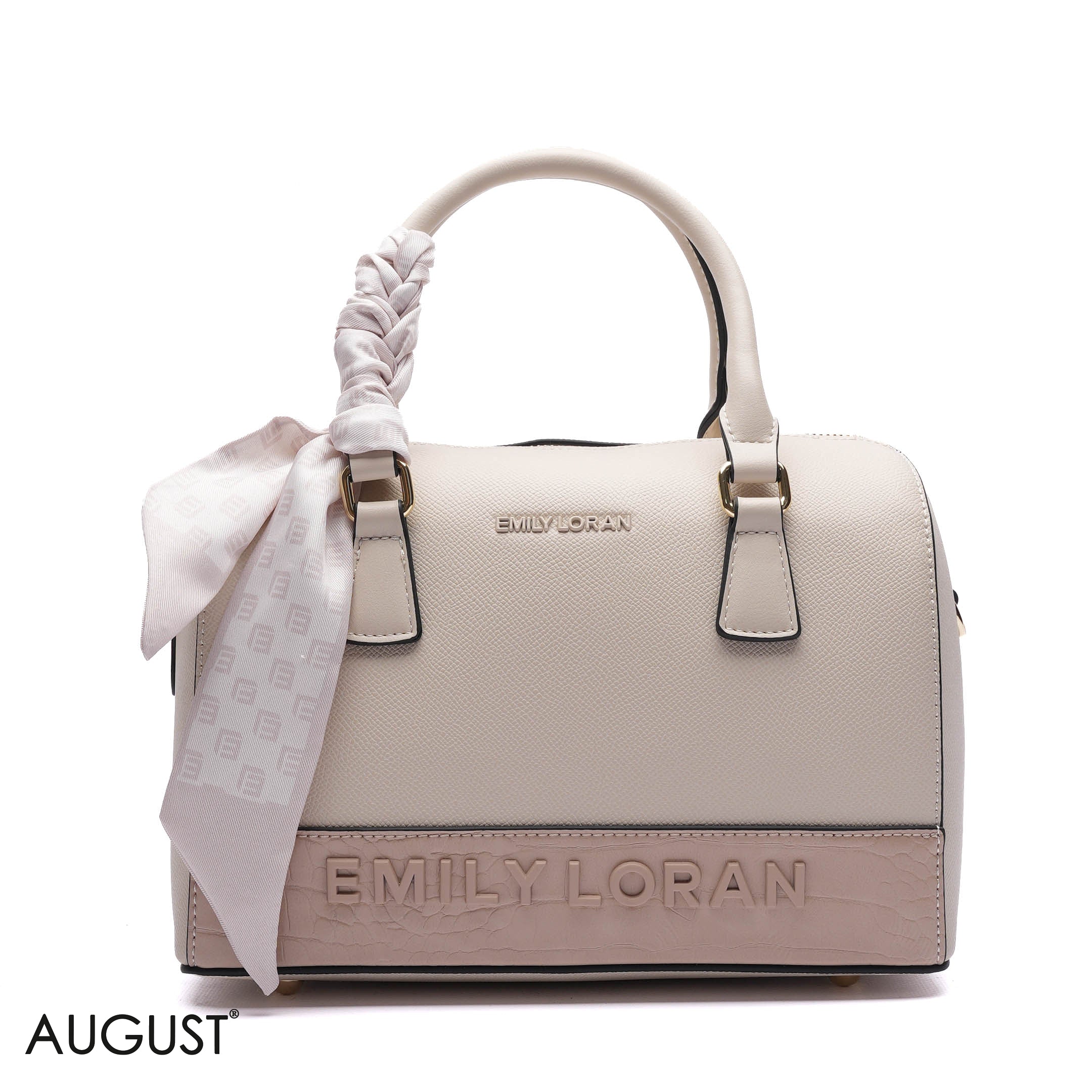 EMILY EMBOSSED LOGO BARREL BAG - MED