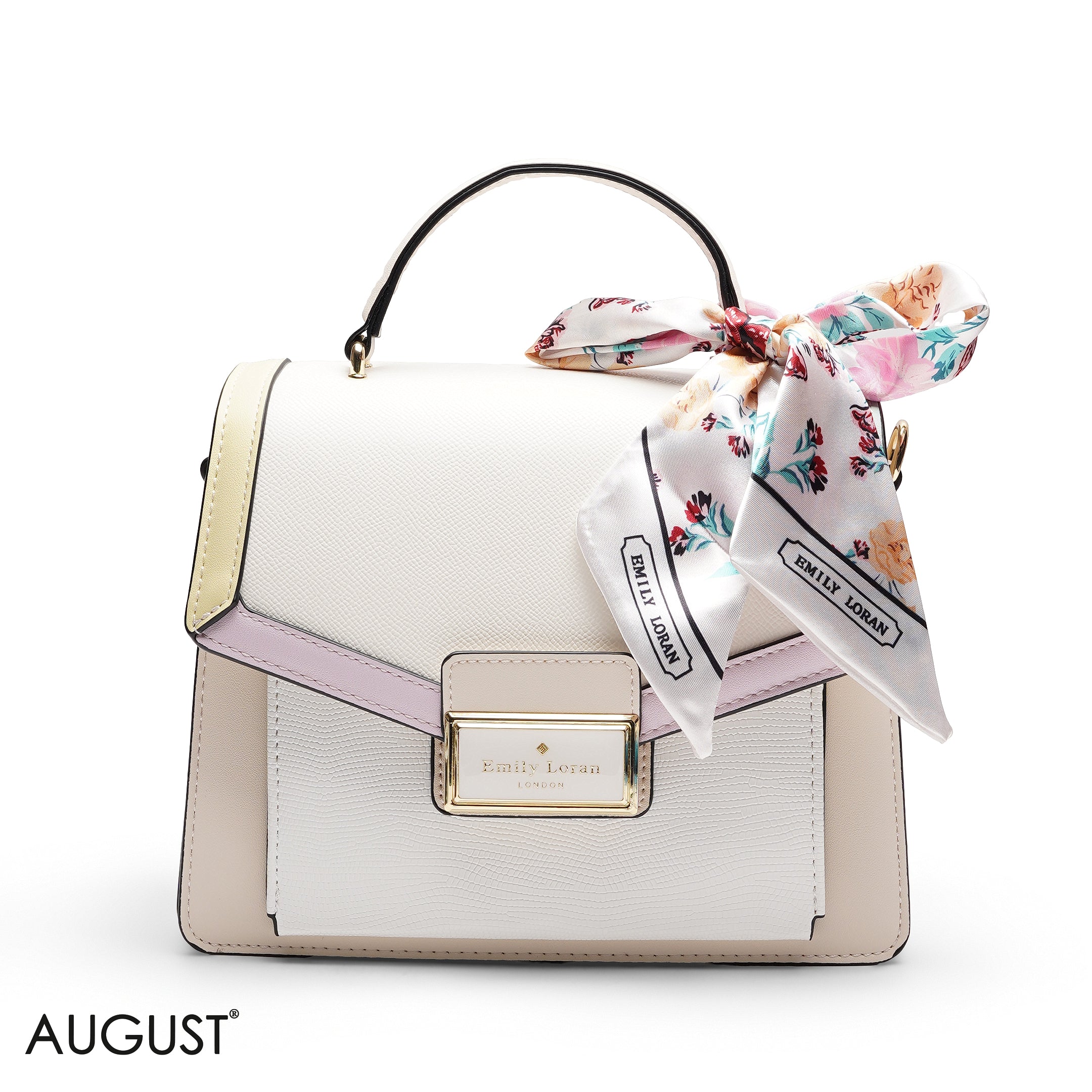 STRUCTURED TOP HANDLE BAG WITH SCARF