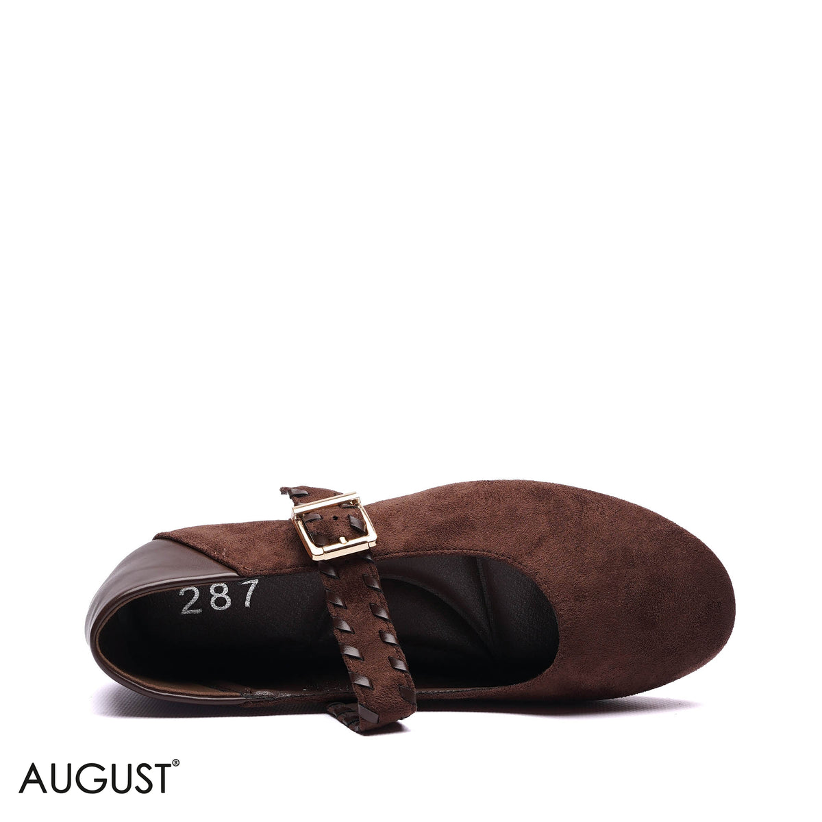 WOVEN STRAP SUEDE MARY JANE BALLET FLATS