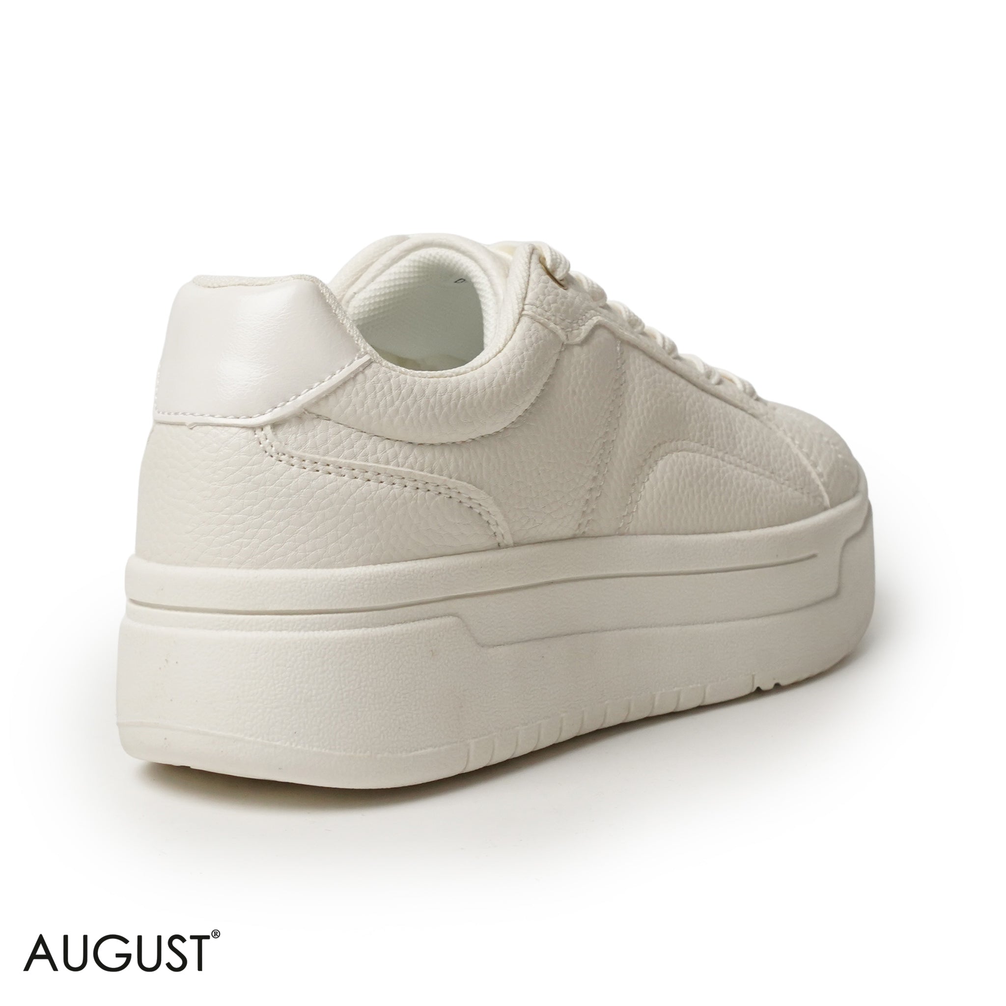 WHITE LEATHER SNEAKERS WITH THICK SOLE