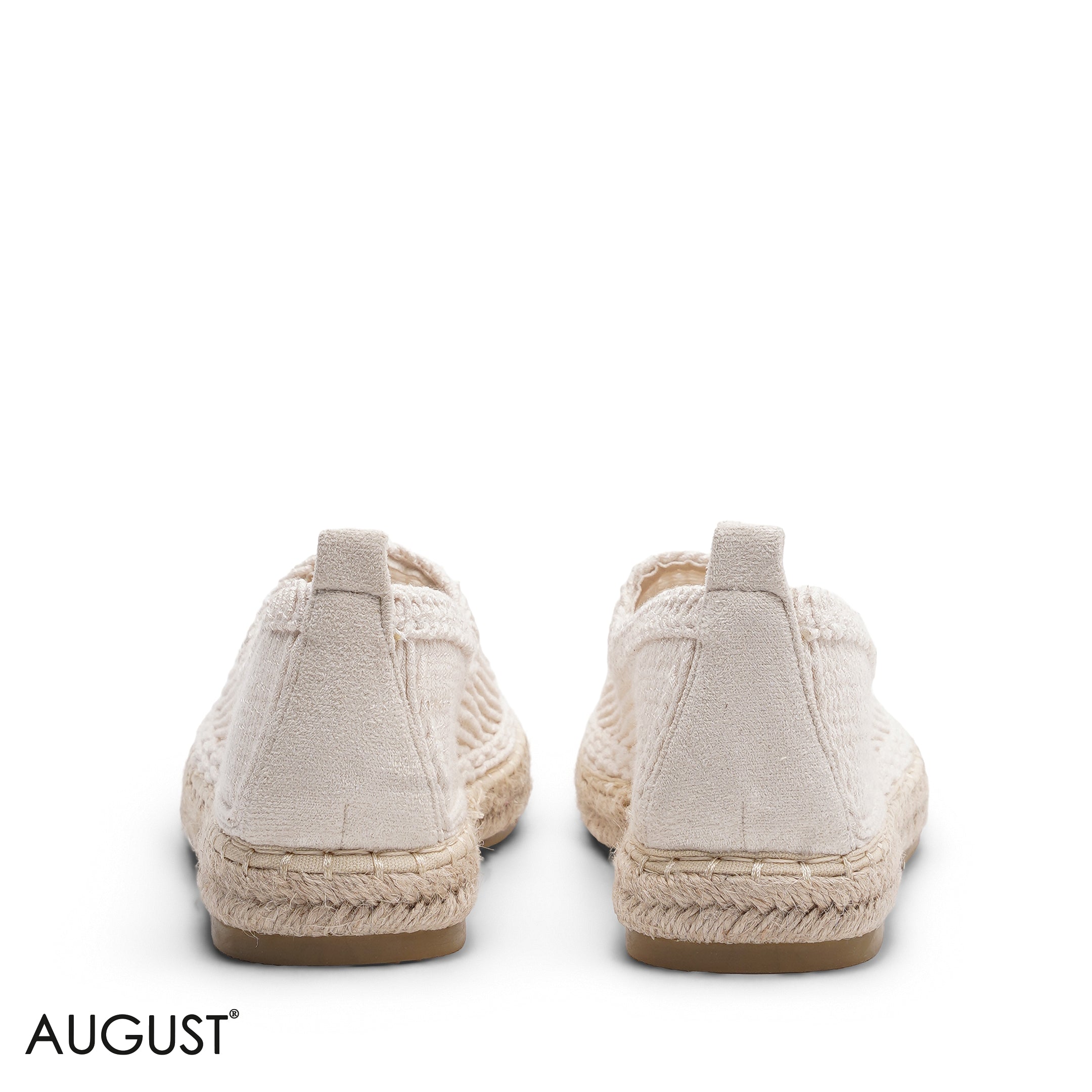 BEIGE CROCHET KNIT ESPADRILLE FLATS
