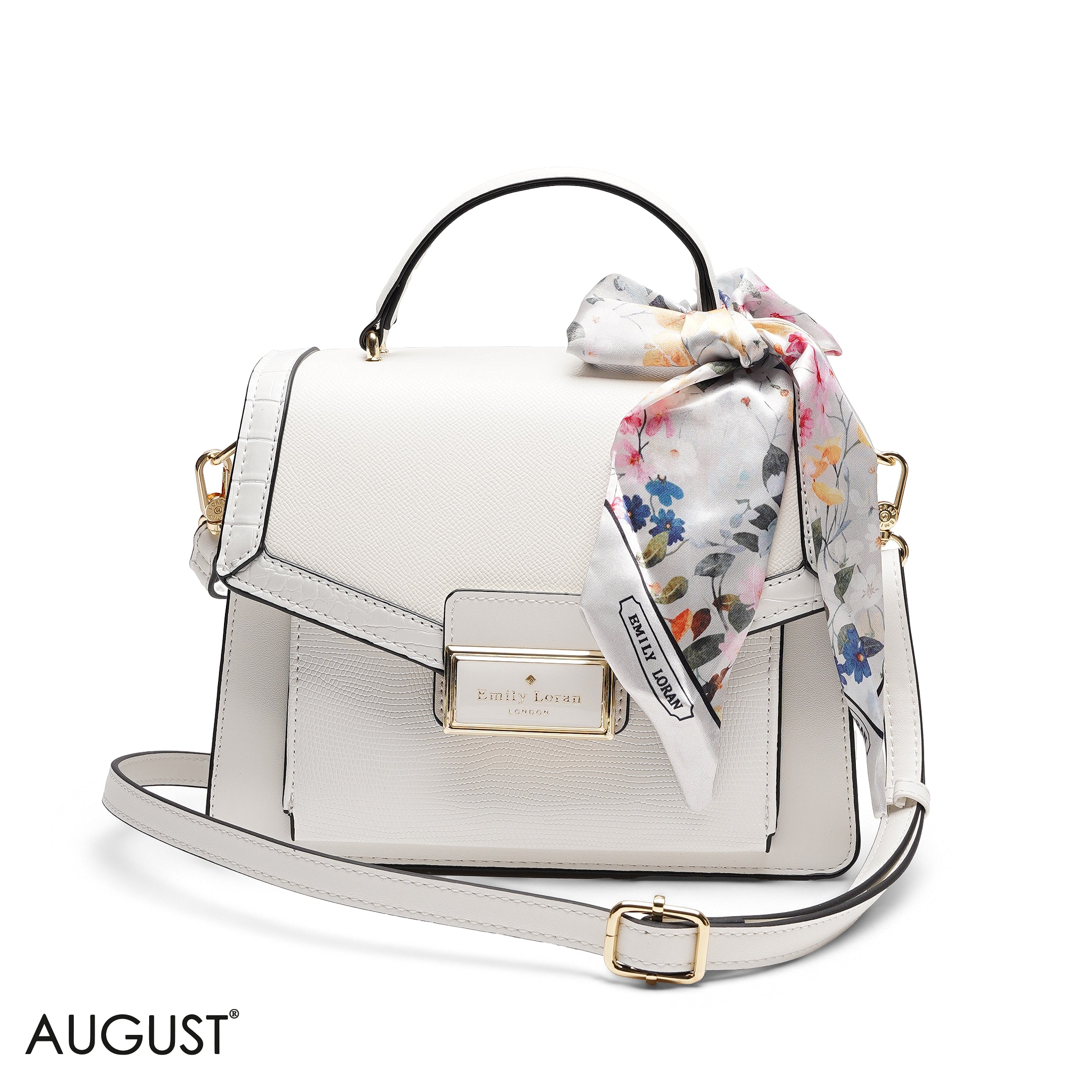 STRUCTURED TOP HANDLE BAG WITH SCARF