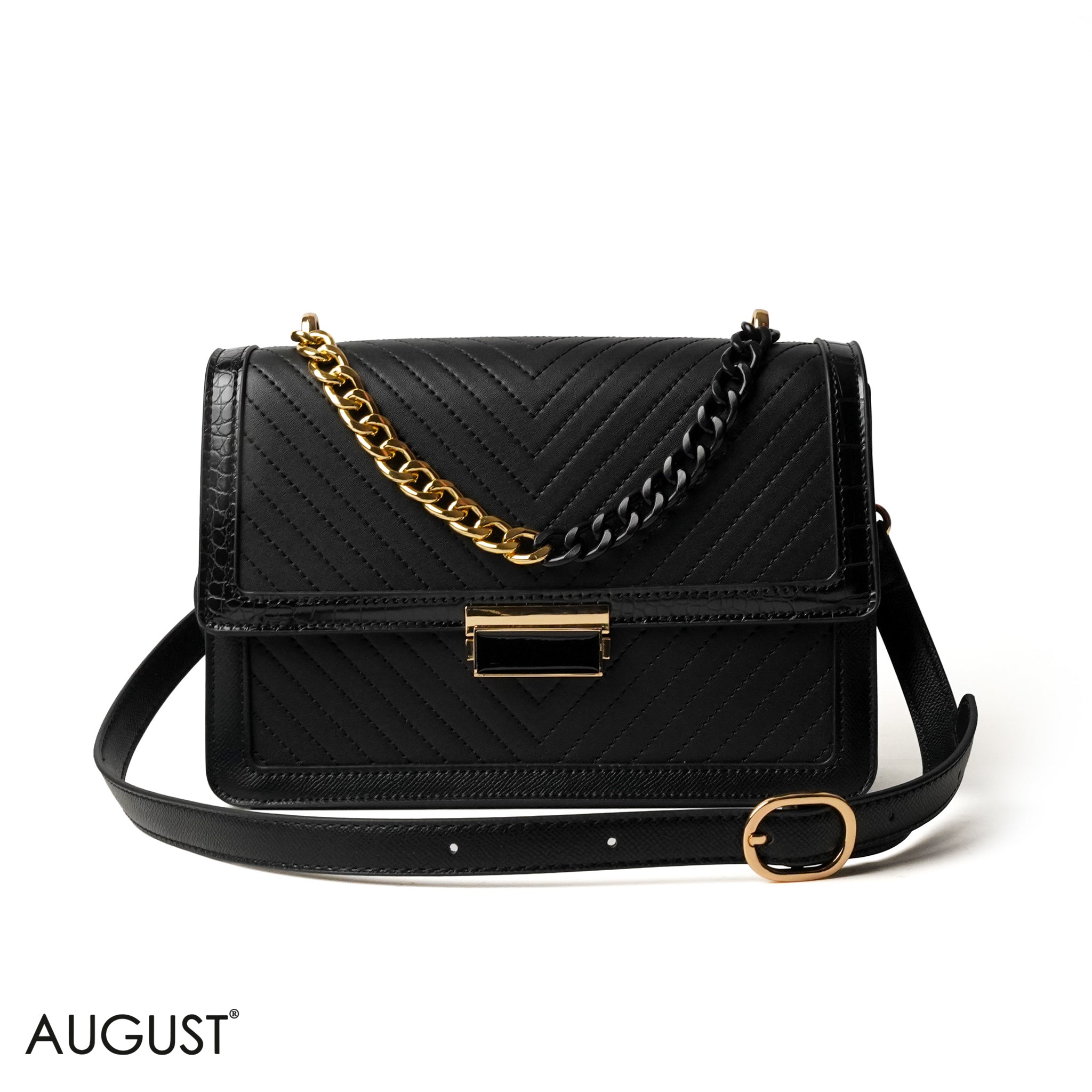 BLACK CROSS BAG WITH SIMPLE BUFF DETAIL - MED
