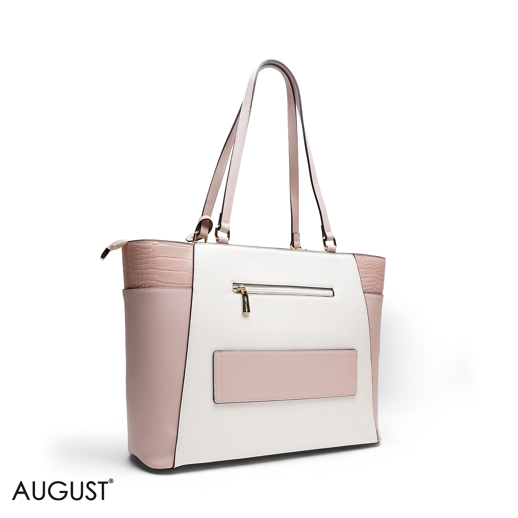 MIXED-TEXTURE PANELLED TOTE SET
