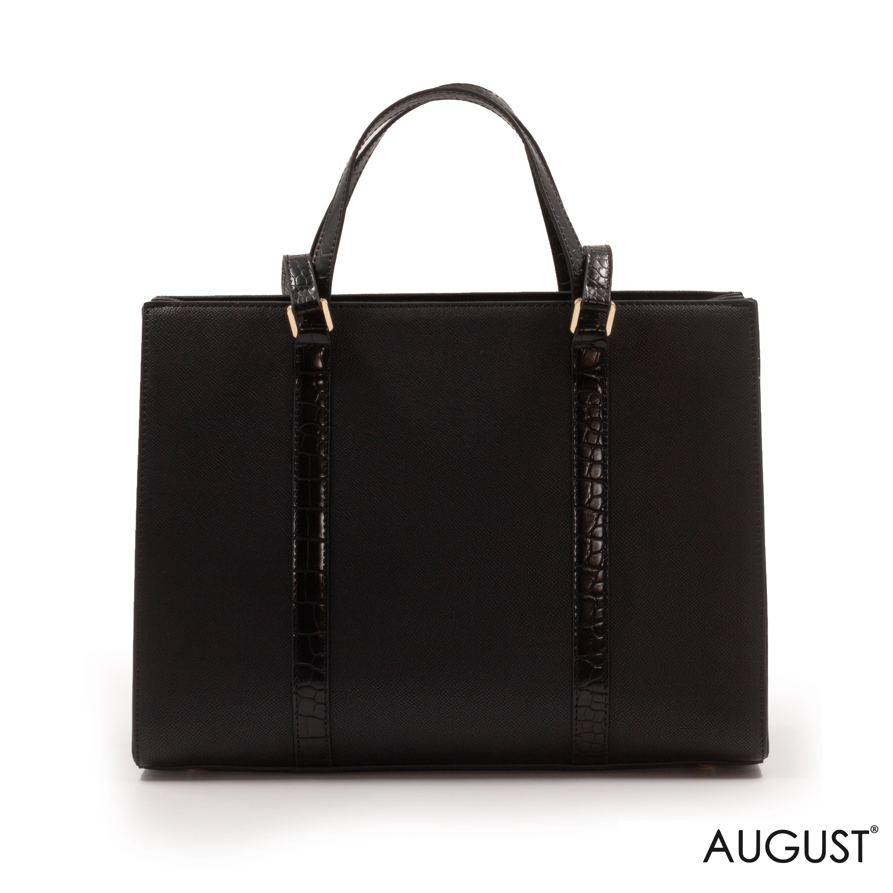 BLACK EMILY LORAN HANDBAG WITH BLACK LEATHER TRIM -LARGE