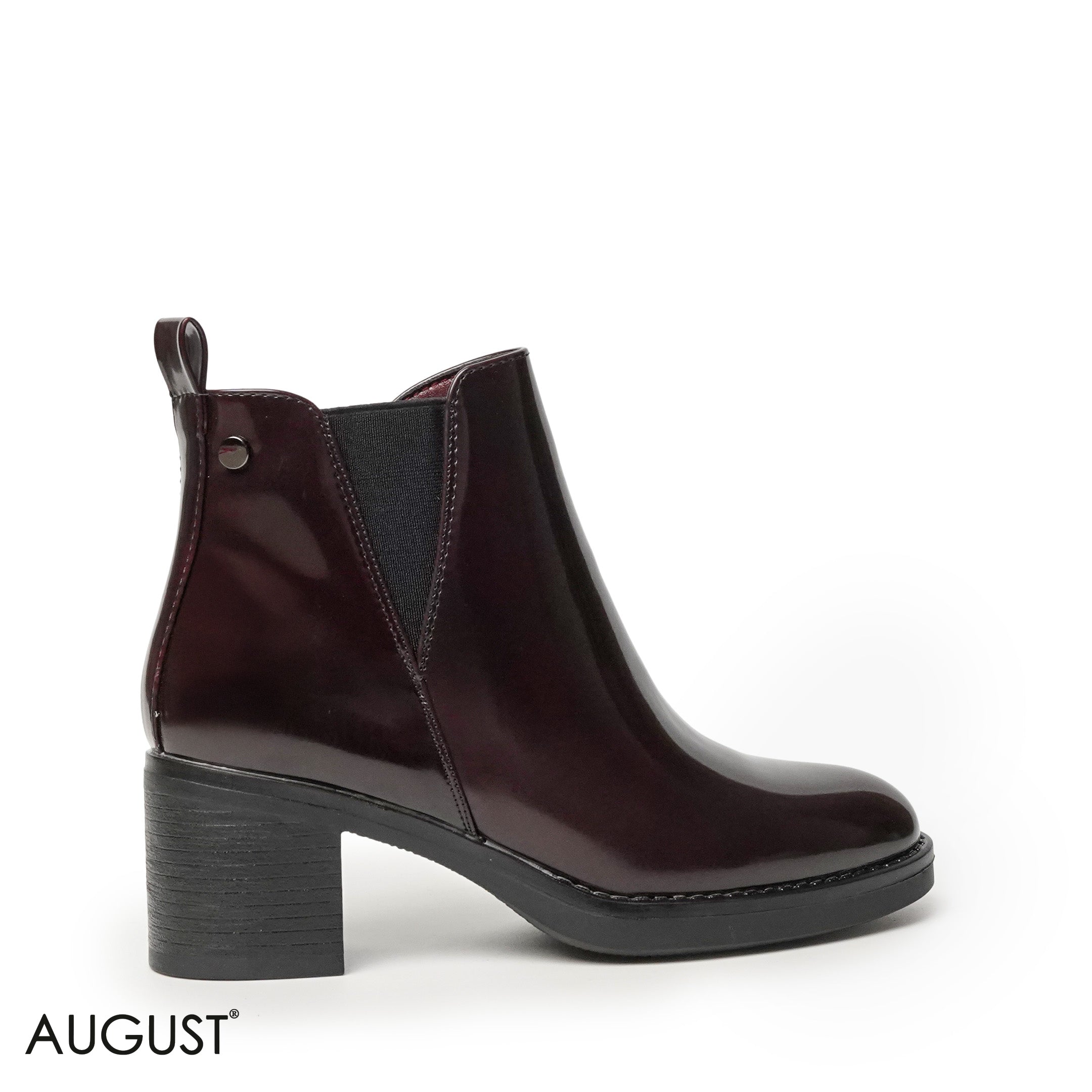 GLOSSY LEATHER HEELED BOOTS WITH SIDE ZIPPER