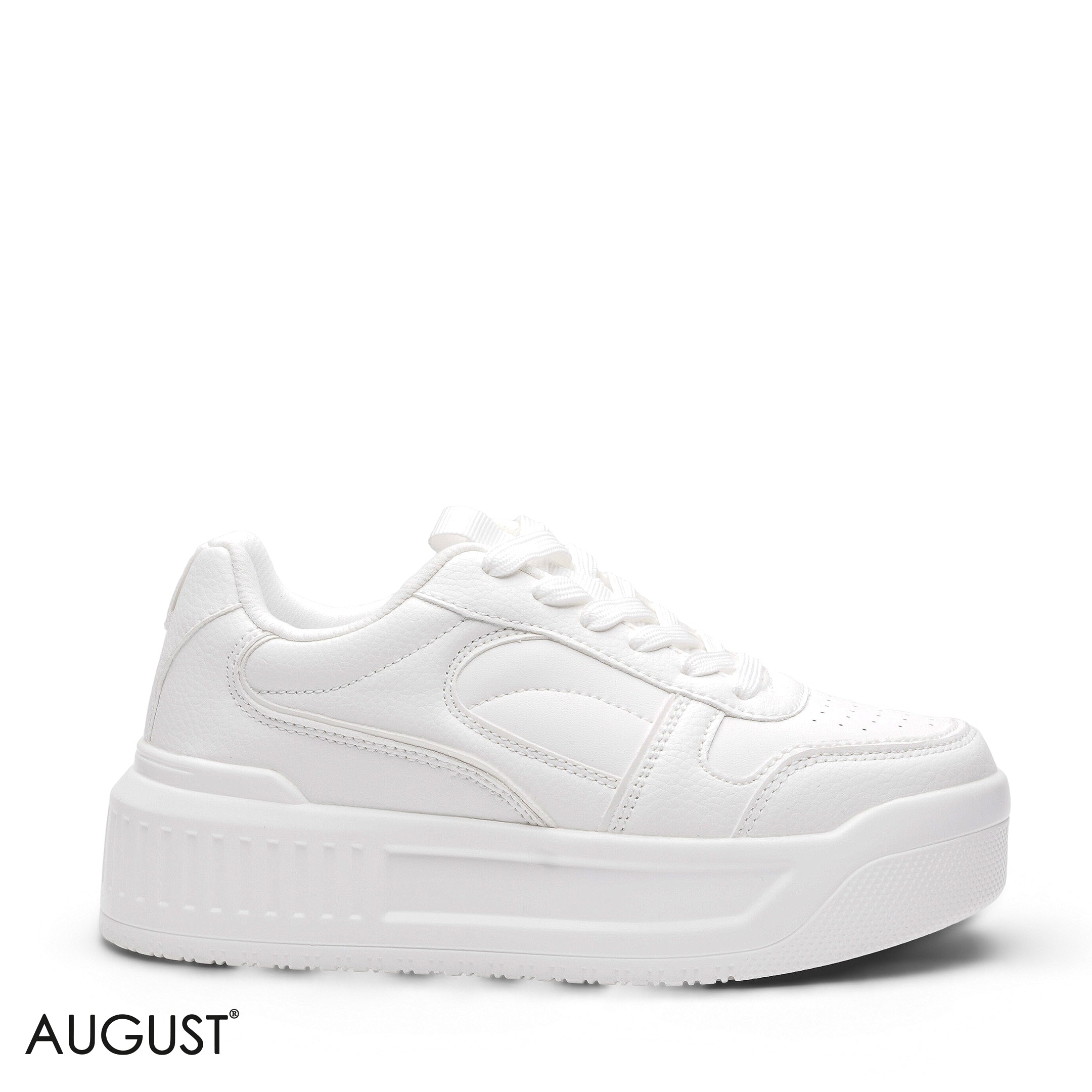 ELEGANT ALL-WHITE TEXTURED CHUNKY PLATFORM SNEAKER