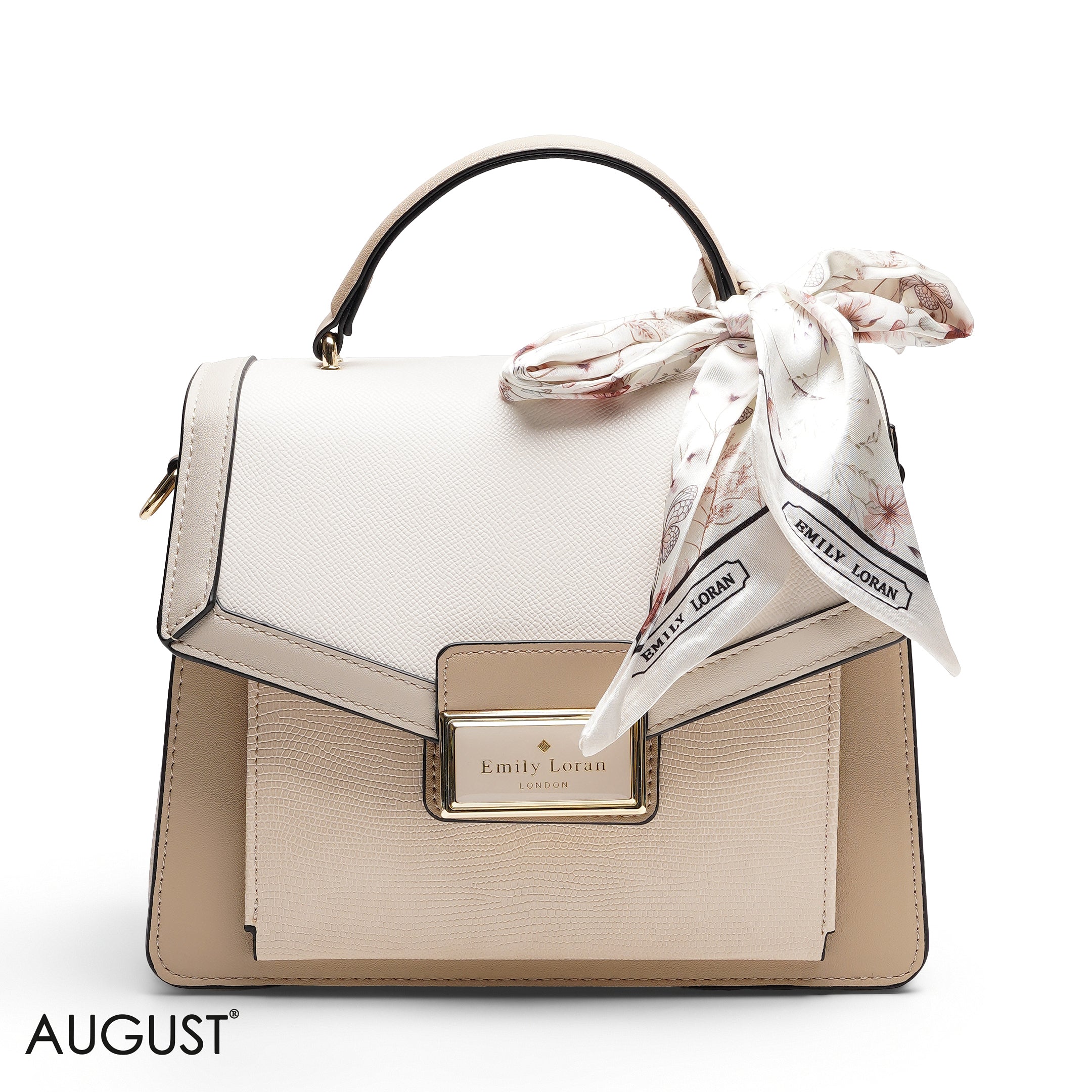 STRUCTURED TOP HANDLE BAG WITH SCARF