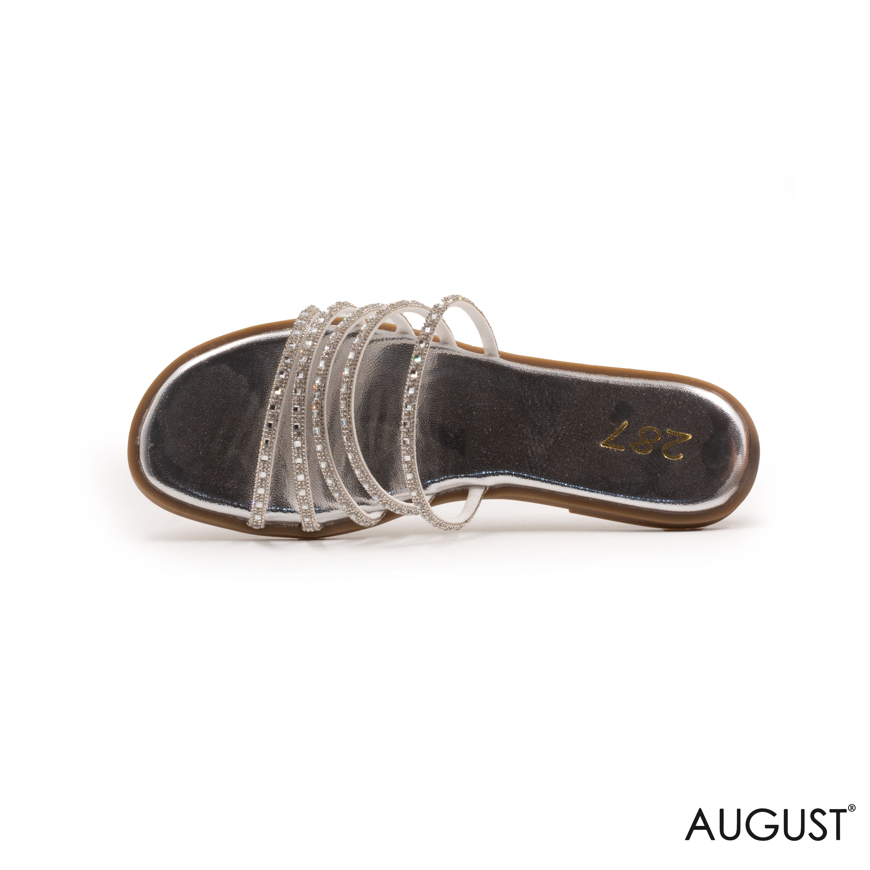 STRAPS RHINESTONE EMBELLISHMENTS WITH FLAT SLIPPERS
