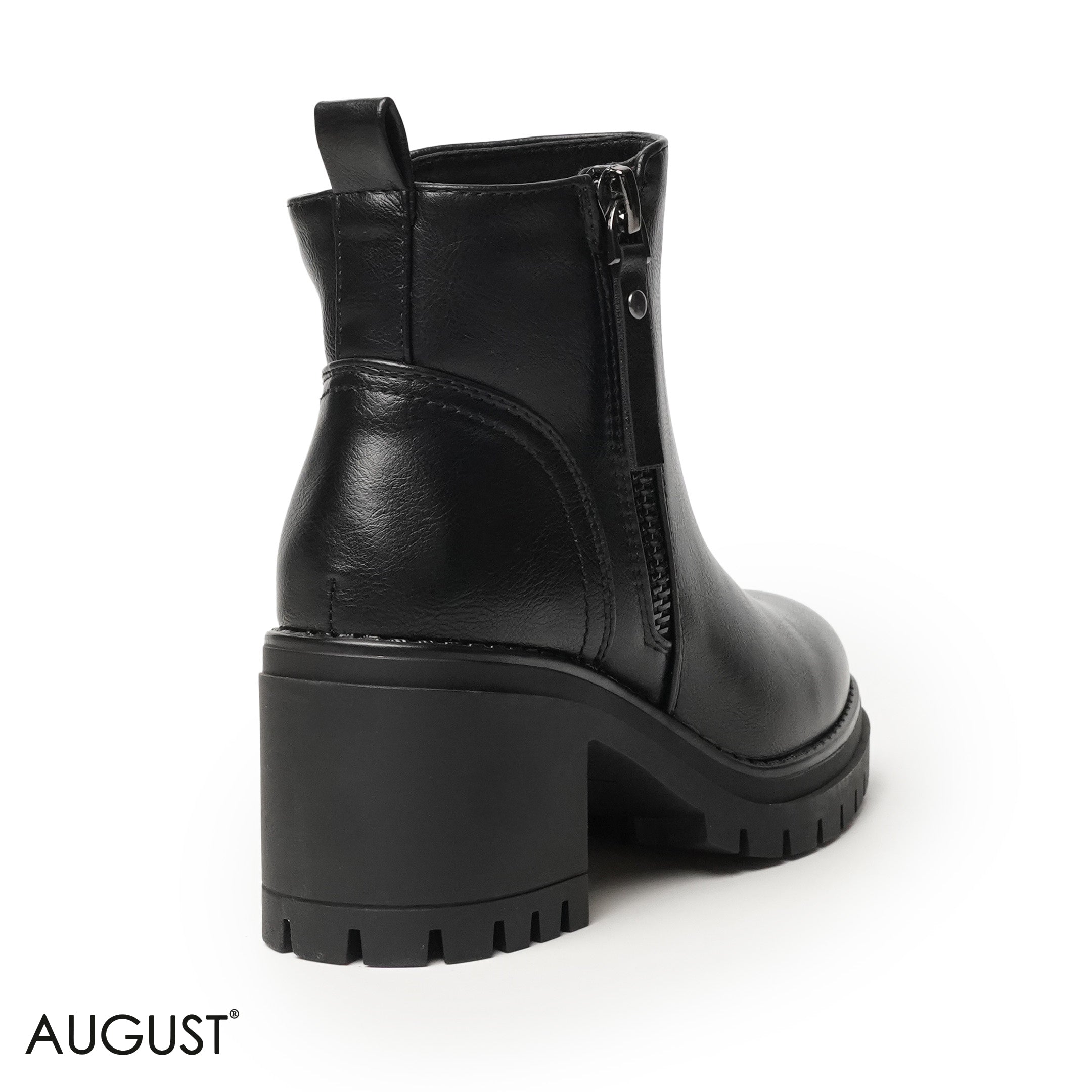 BLACK LEATHER HEELED BOOTS WITH ZIPPER