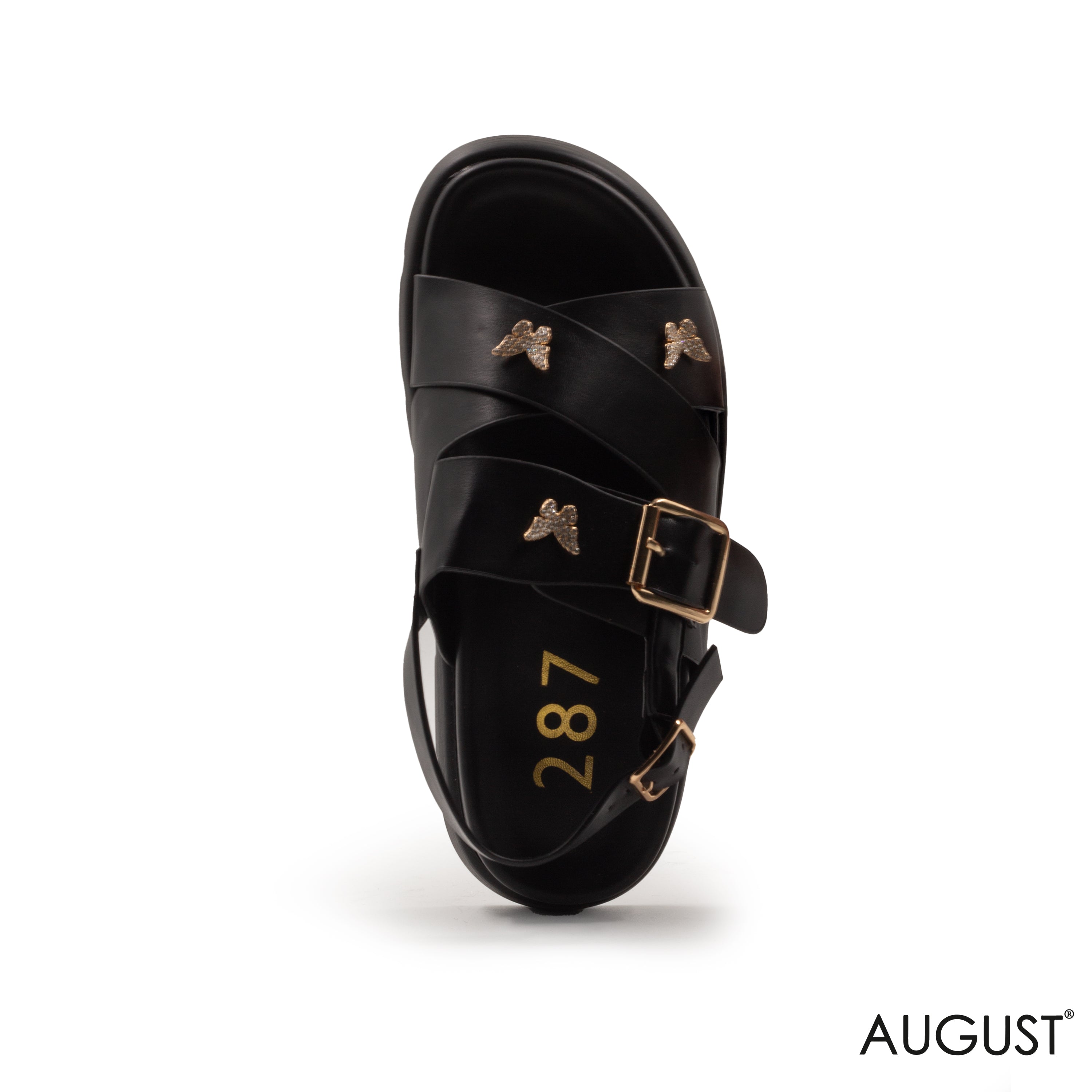 LEATHER THICK SANDALS WITH DETAILS BUTTERFLIES