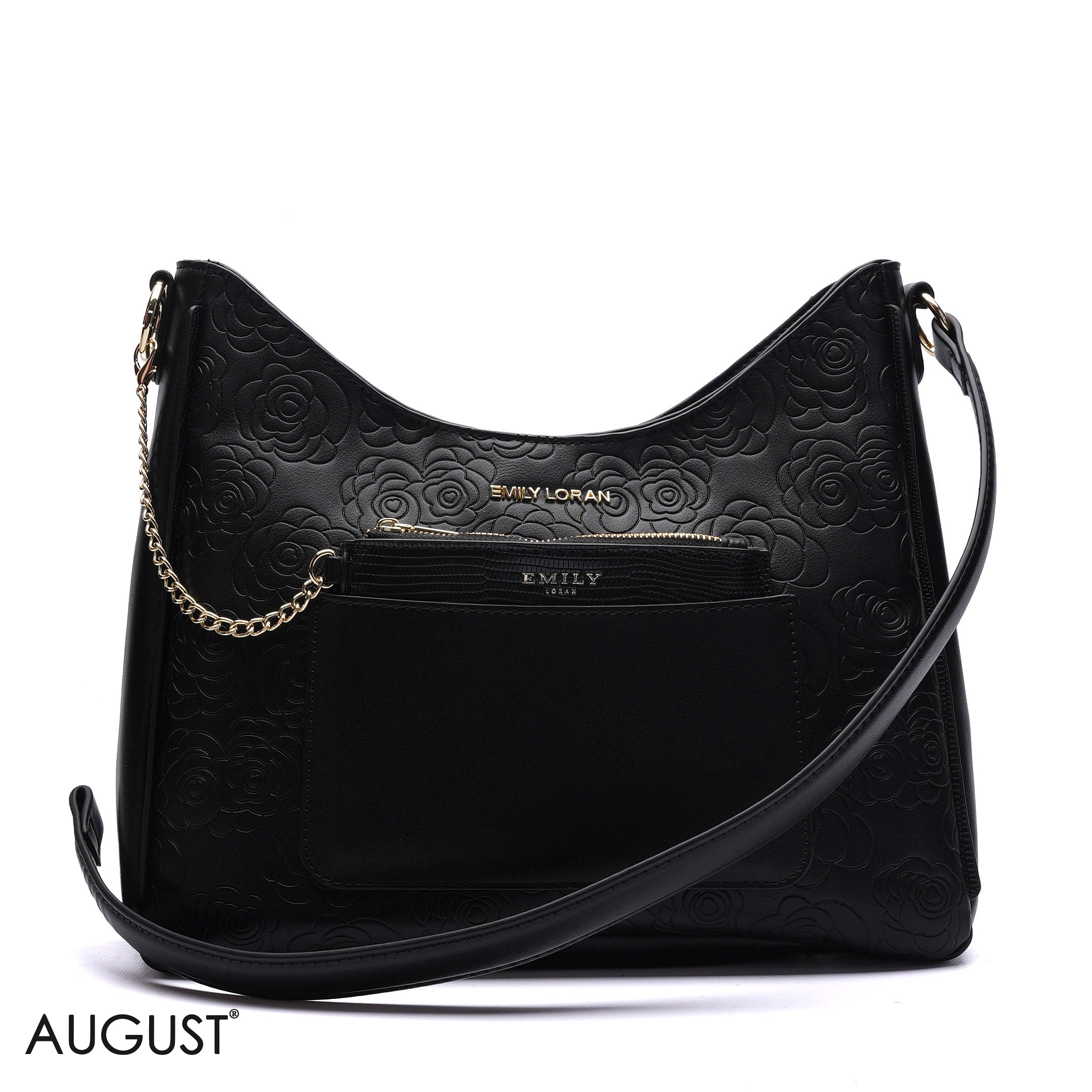 EMBOSSED ROSE SHOULDER BAG SET