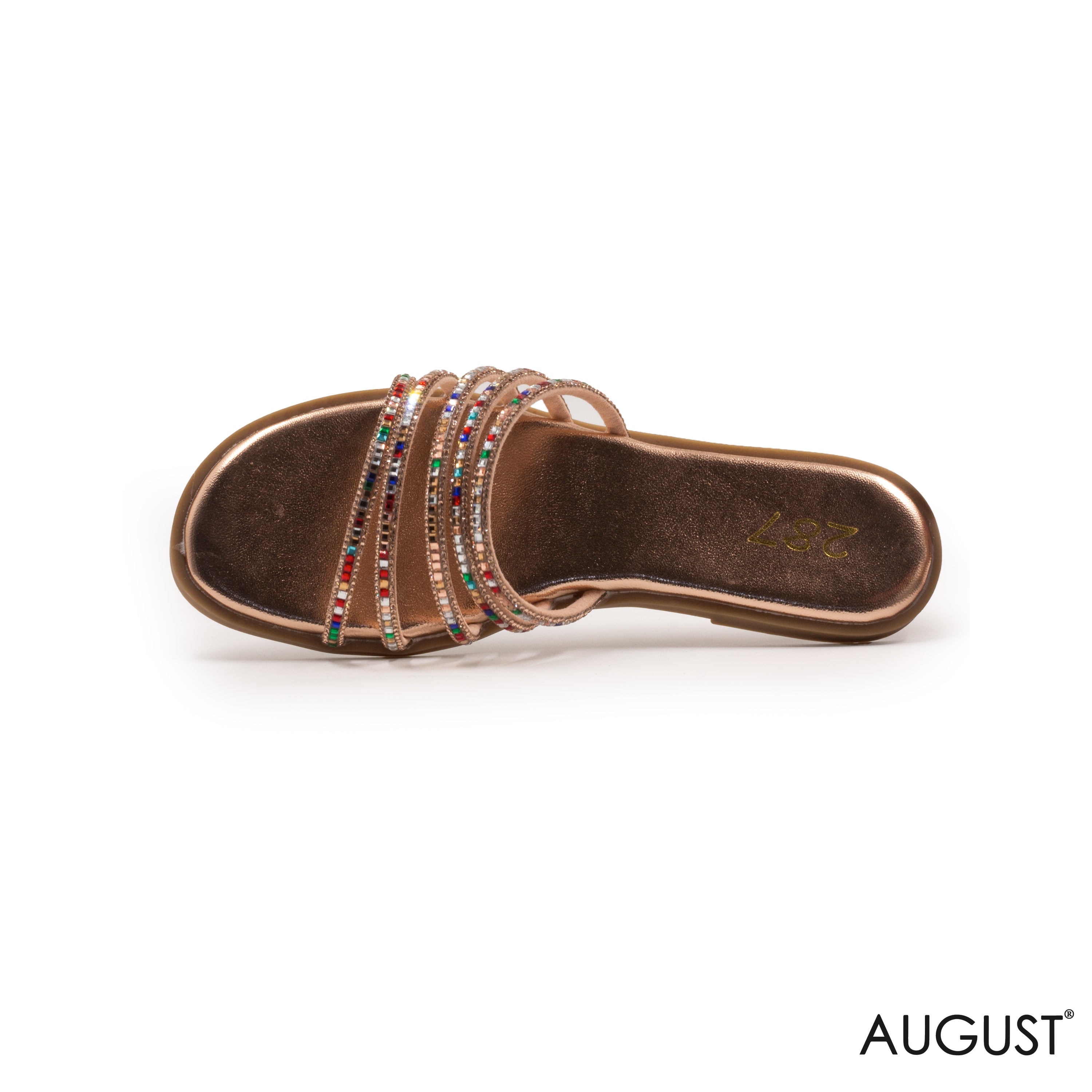 STRAPS RHINESTONE EMBELLISHMENTS WITH FLAT SLIPPERS