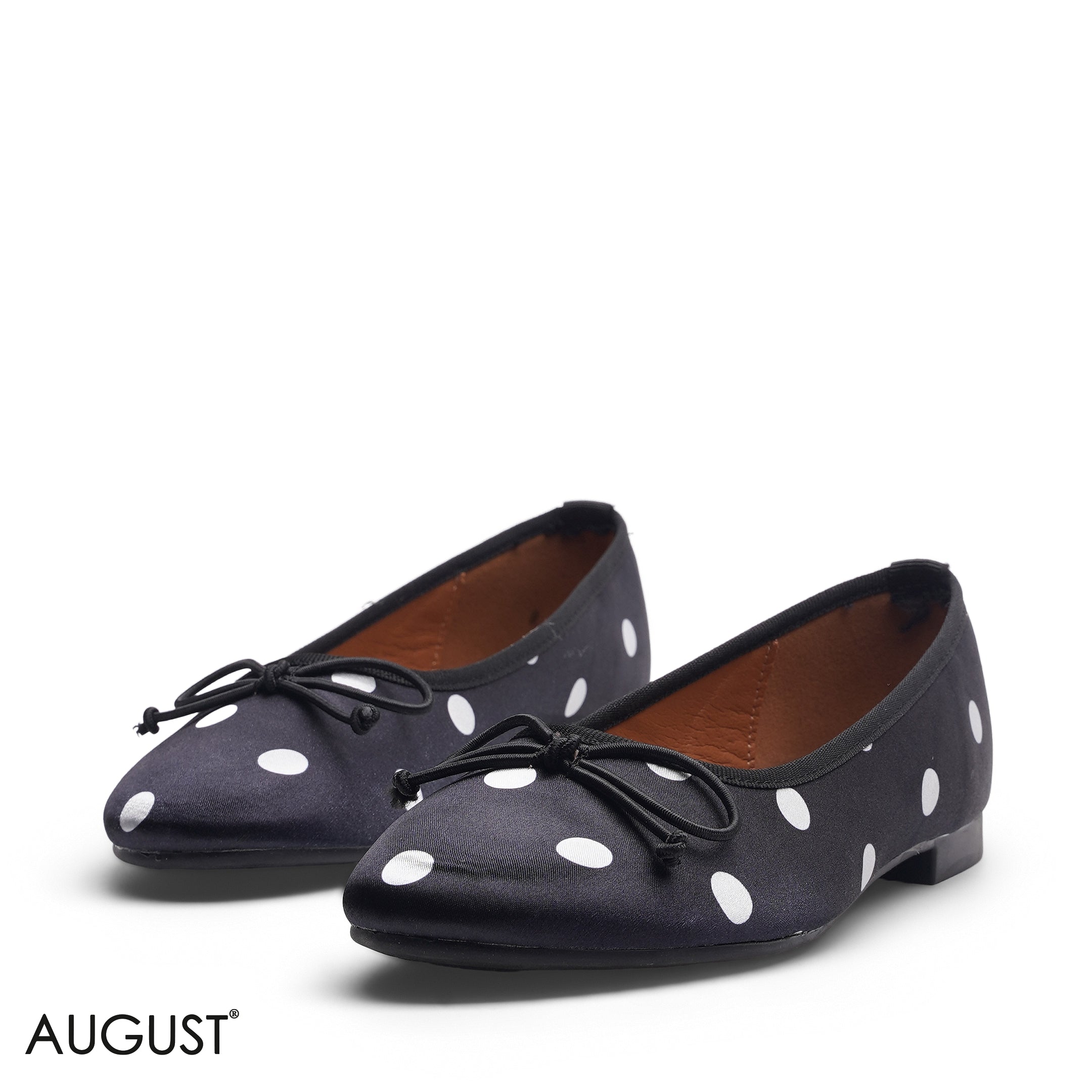 BLACK POLKA DOT FABRIC BALLET FLATS