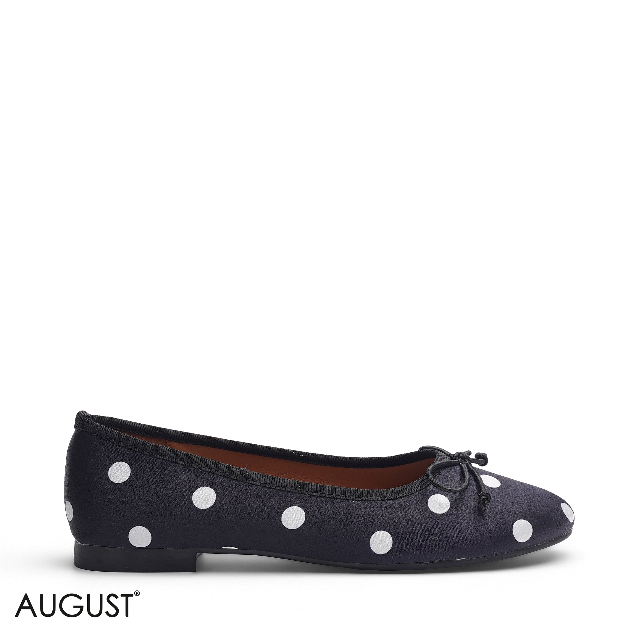 BLACK POLKA DOT FABRIC BALLET FLATS