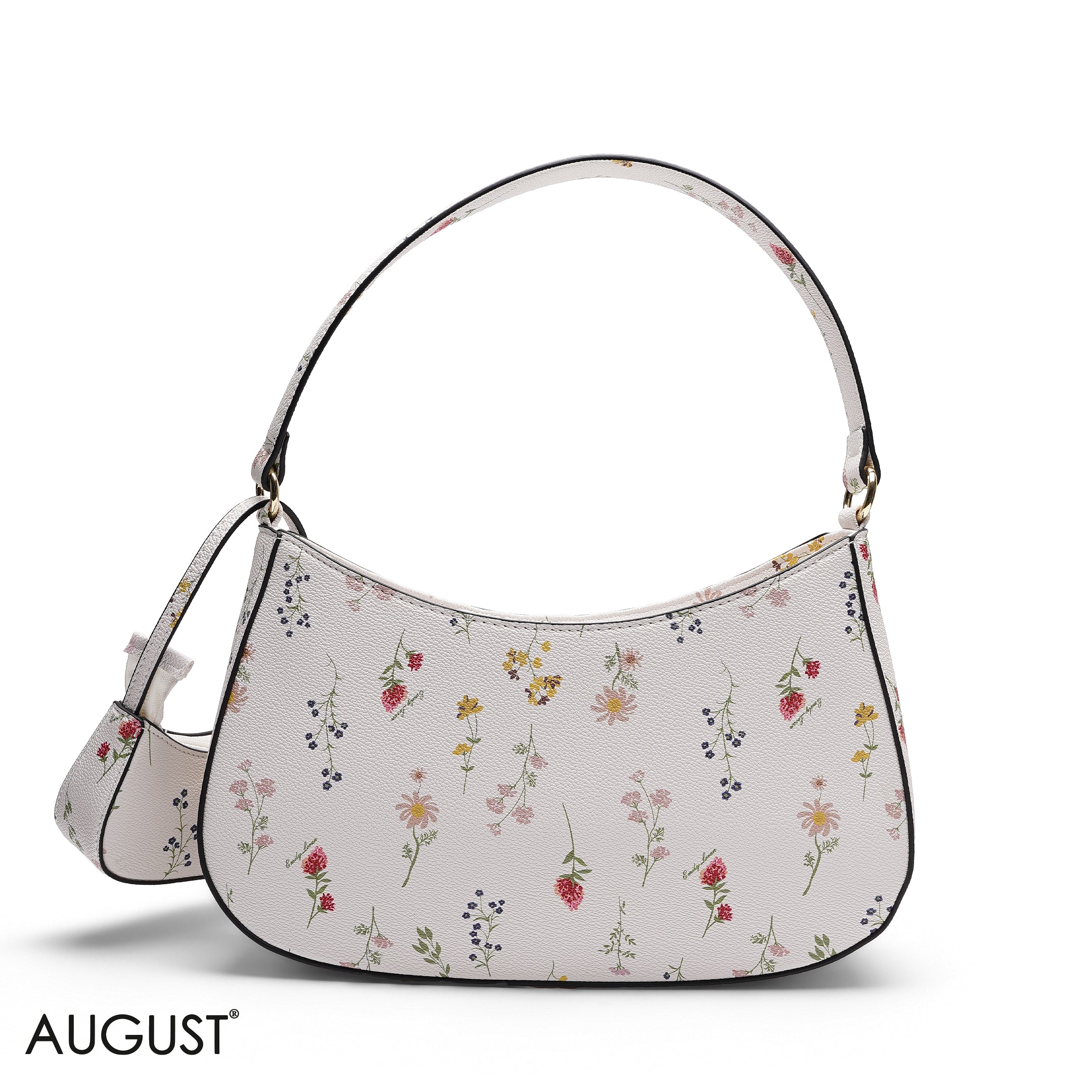 PINL FLORAL SHOULDER HOBO BAG WITH MINI BAG