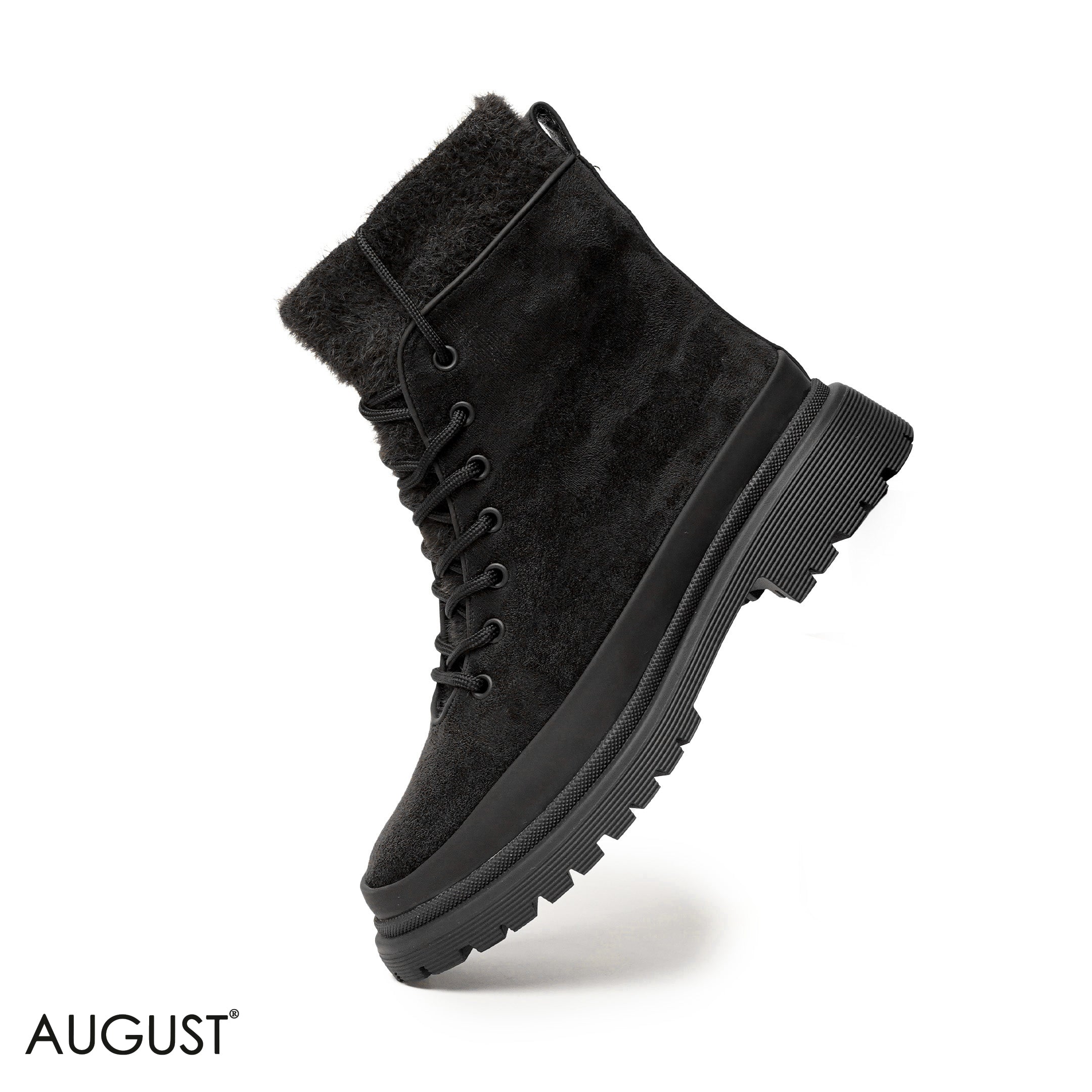 BLACK CHAMOIS LEATHER ANKLE BOOTS WITH BOND