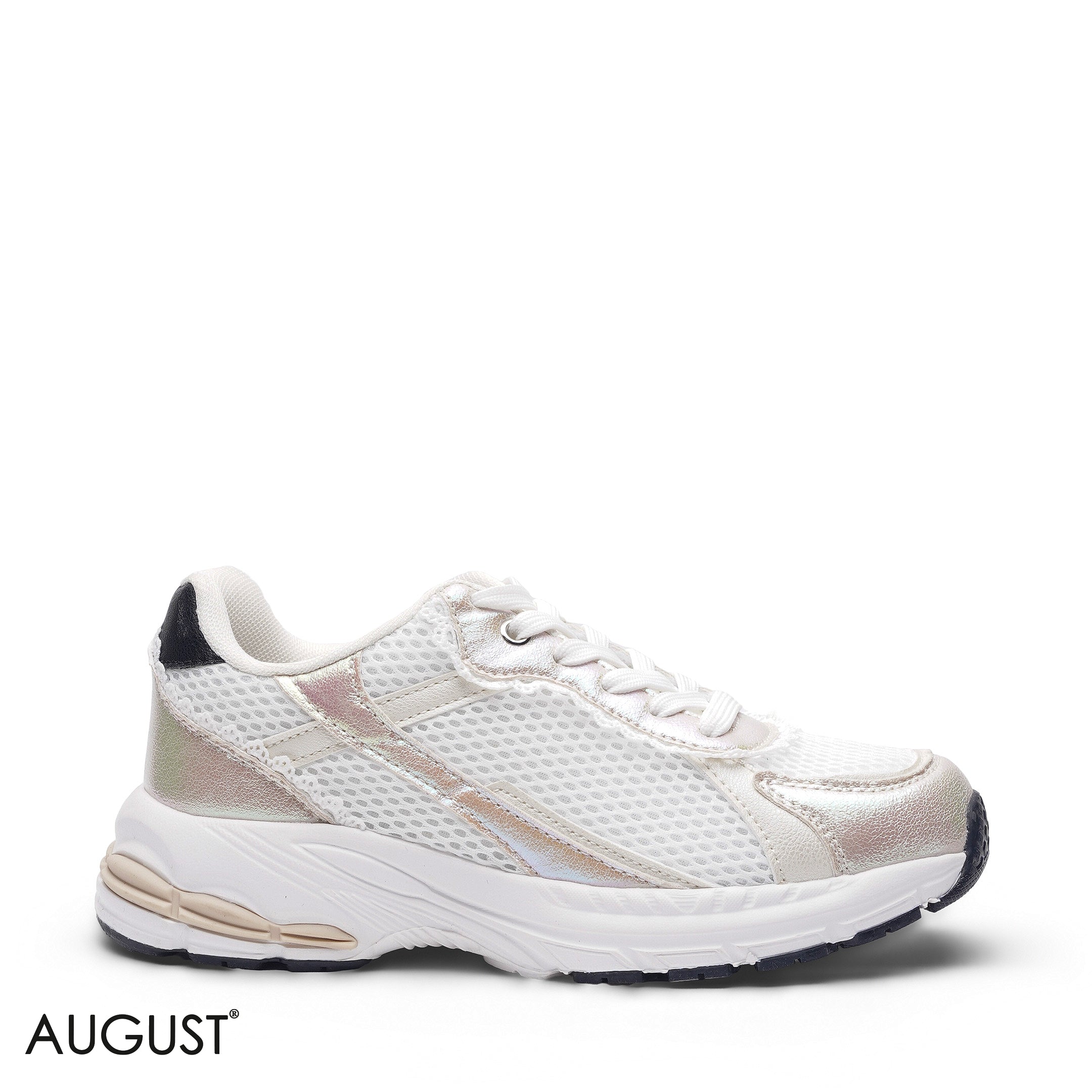 ELEGANT BEIGE SILVER MESH RUNNING SNEAKER