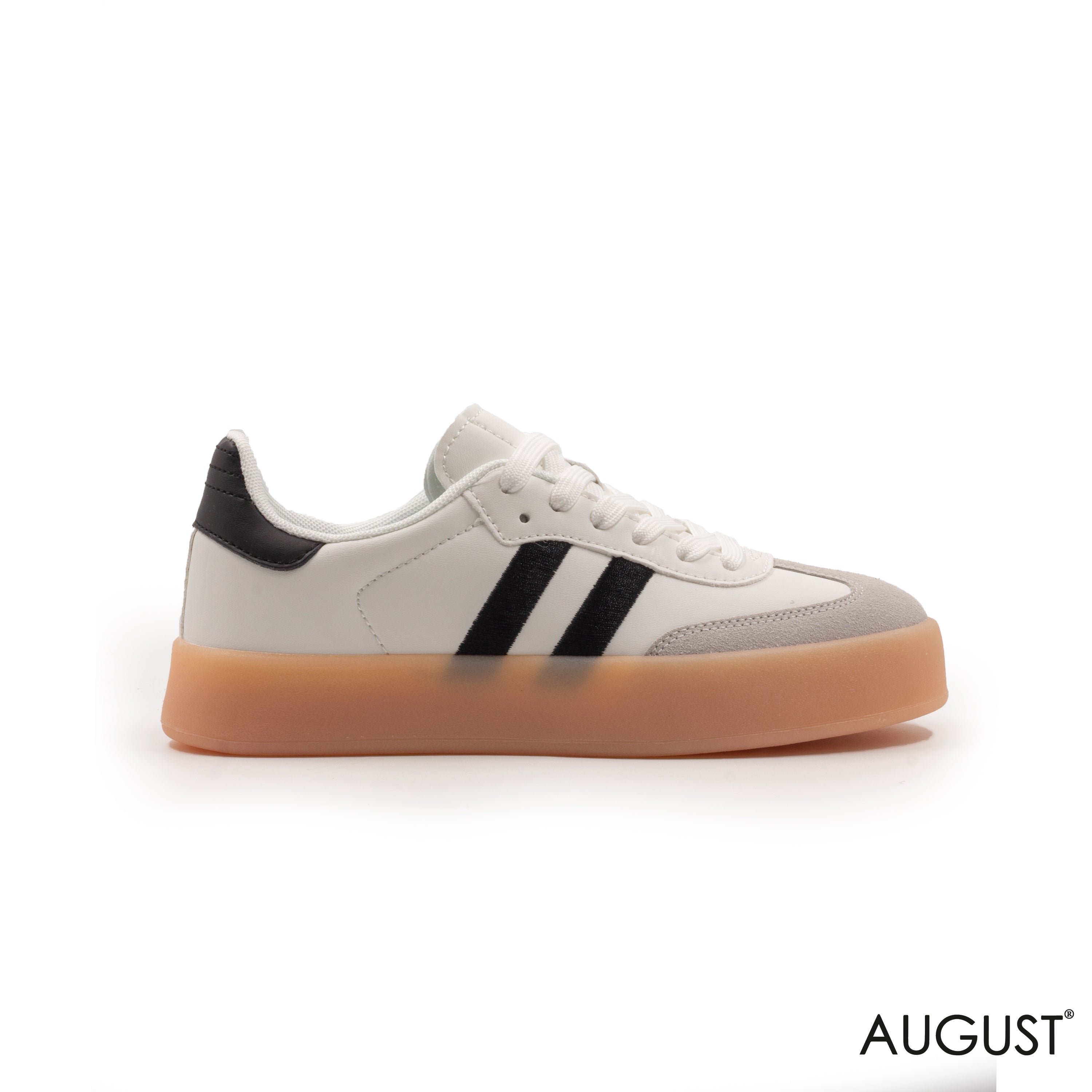 LEATHER SNEAKERS SPORTY STRIPE RUBBER SOLE