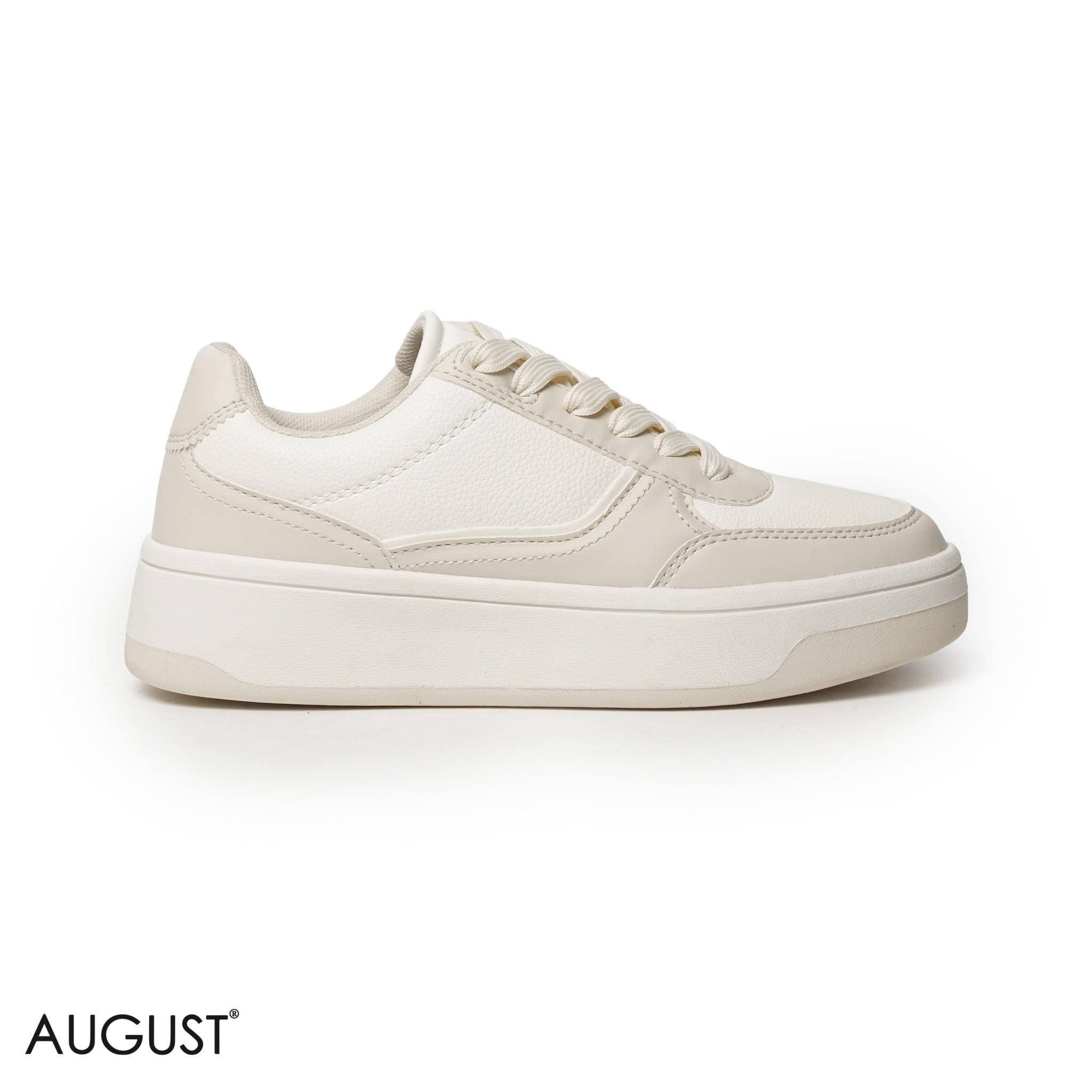 BEIGE LEATHER SNEAKERS WITH RUBBER SOLE